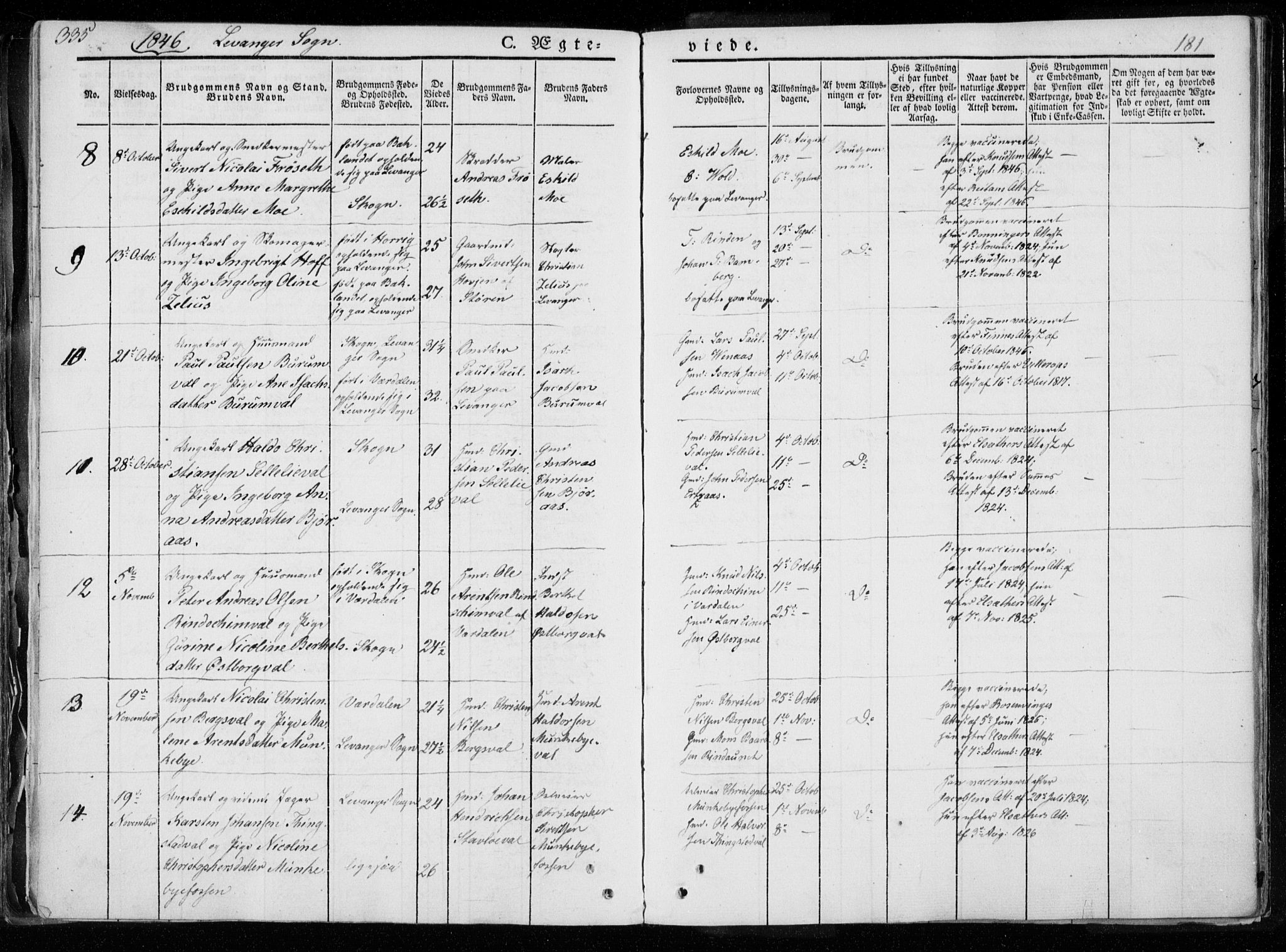 Ministerialprotokoller, klokkerbøker og fødselsregistre - Nord-Trøndelag, AV/SAT-A-1458/720/L0183: Parish register (official) no. 720A01, 1836-1855, p. 181