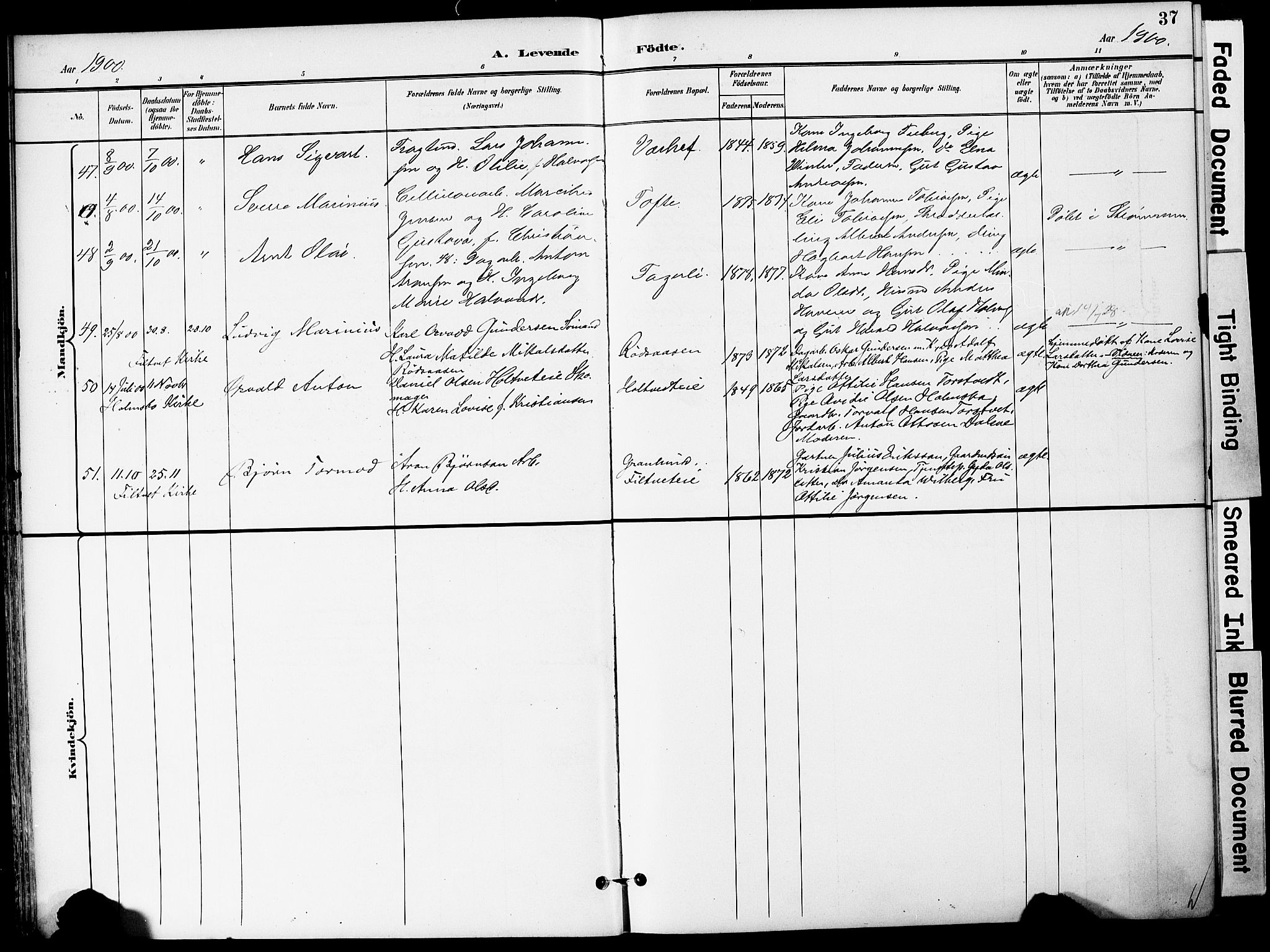 Hurum kirkebøker, AV/SAKO-A-229/F/Fa/L0015: Parish register (official) no. 15, 1896-1908, p. 37