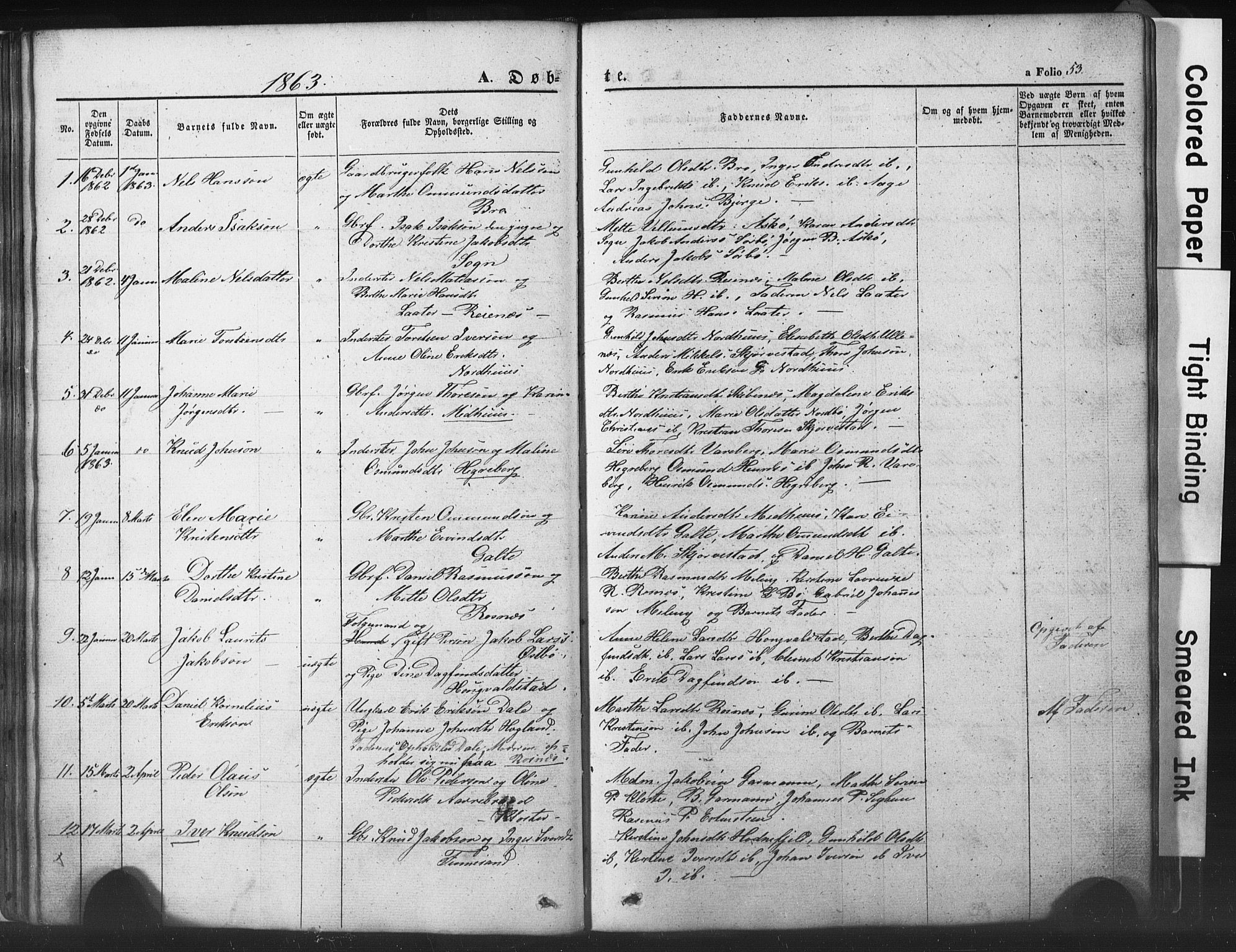 Rennesøy sokneprestkontor, SAST/A -101827/H/Ha/Hab/L0002: Parish register (copy) no. B 2, 1852-1880, p. 53