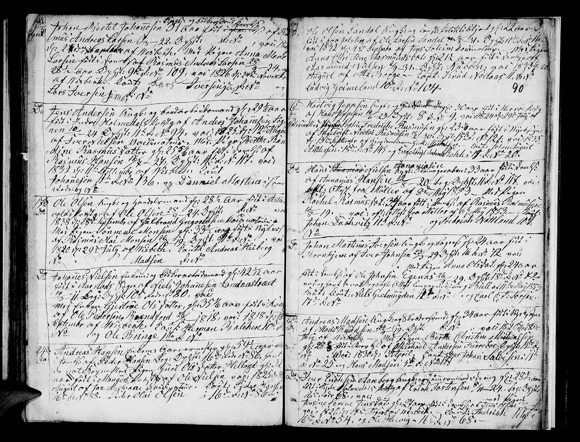 Domkirken sokneprestembete, SAB/A-74801/H/Hab/L0004: Parish register (copy) no. A 4, 1820-1854, p. 90