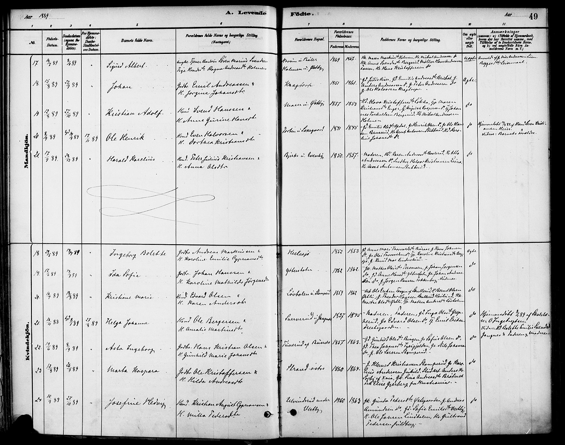 Høland prestekontor Kirkebøker, SAO/A-10346a/F/Fb/L0001: Parish register (official) no. II 1, 1880-1897, p. 49