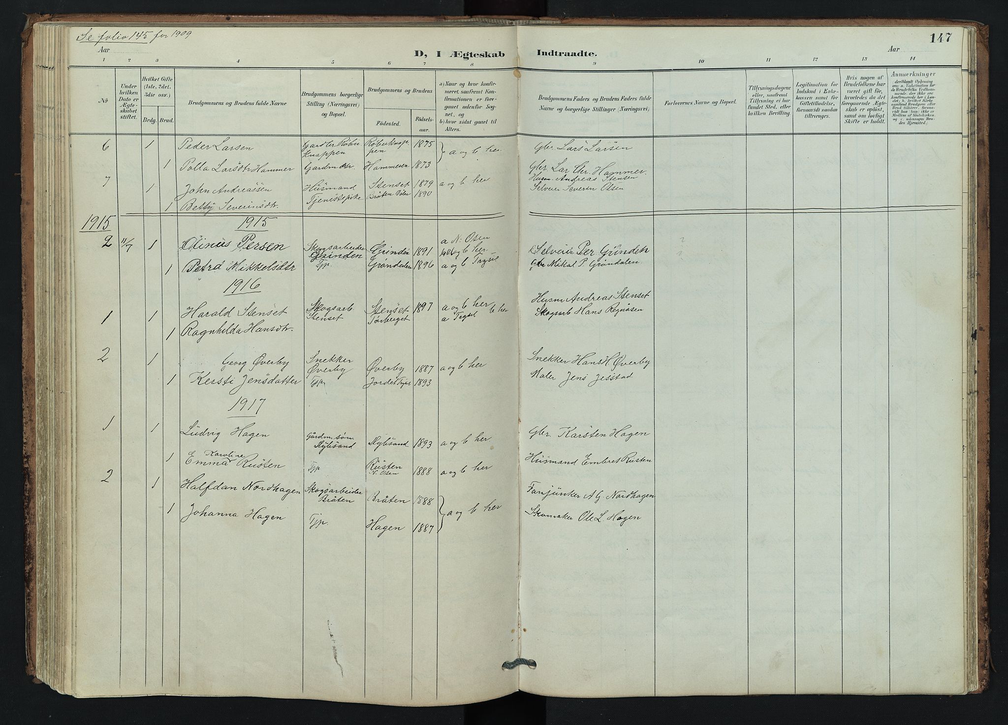 Trysil prestekontor, AV/SAH-PREST-046/H/Ha/Hab/L0007: Parish register (copy) no. 7, 1896-1948, p. 147