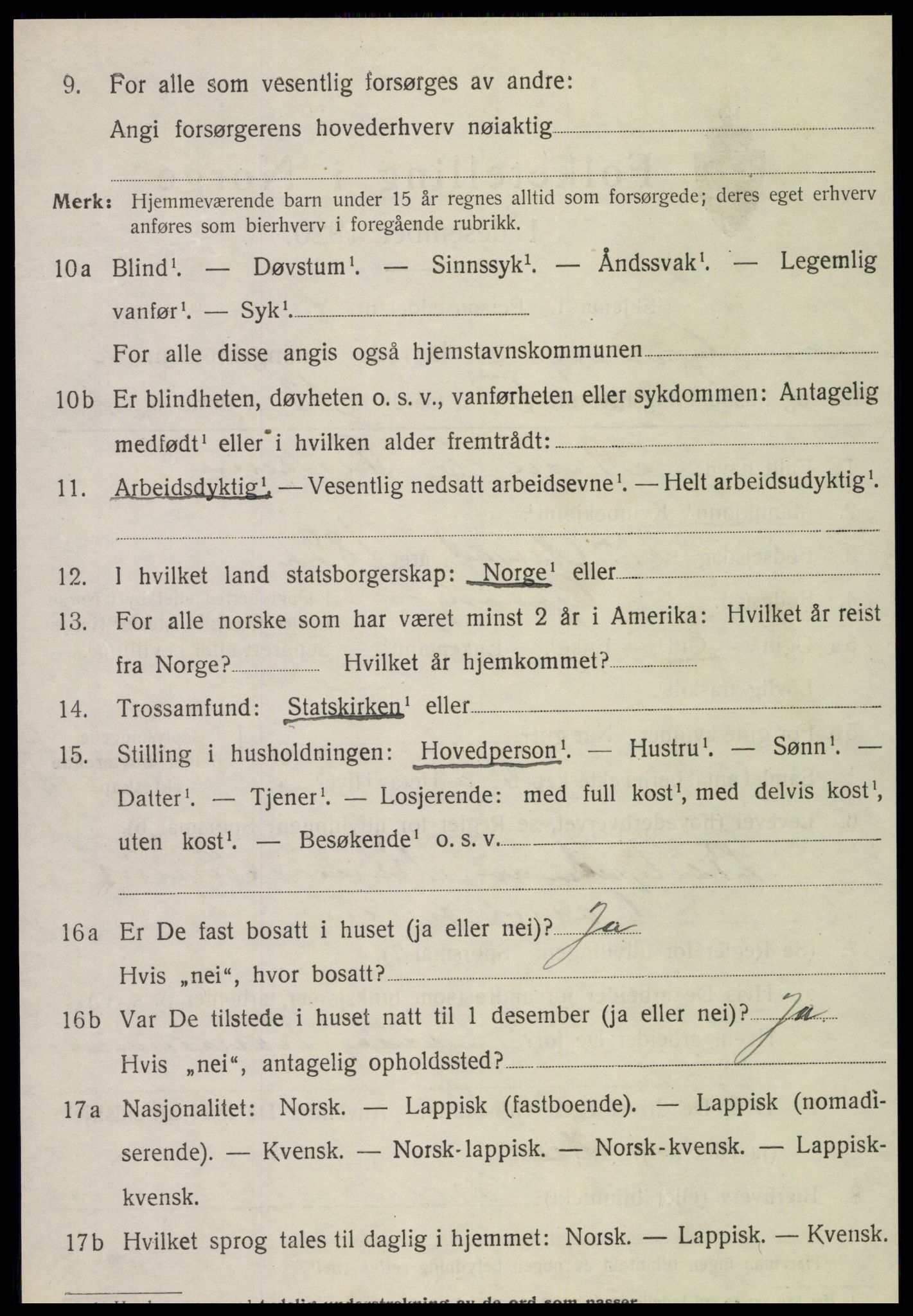 SAT, 1920 census for Grong, 1920, p. 2030