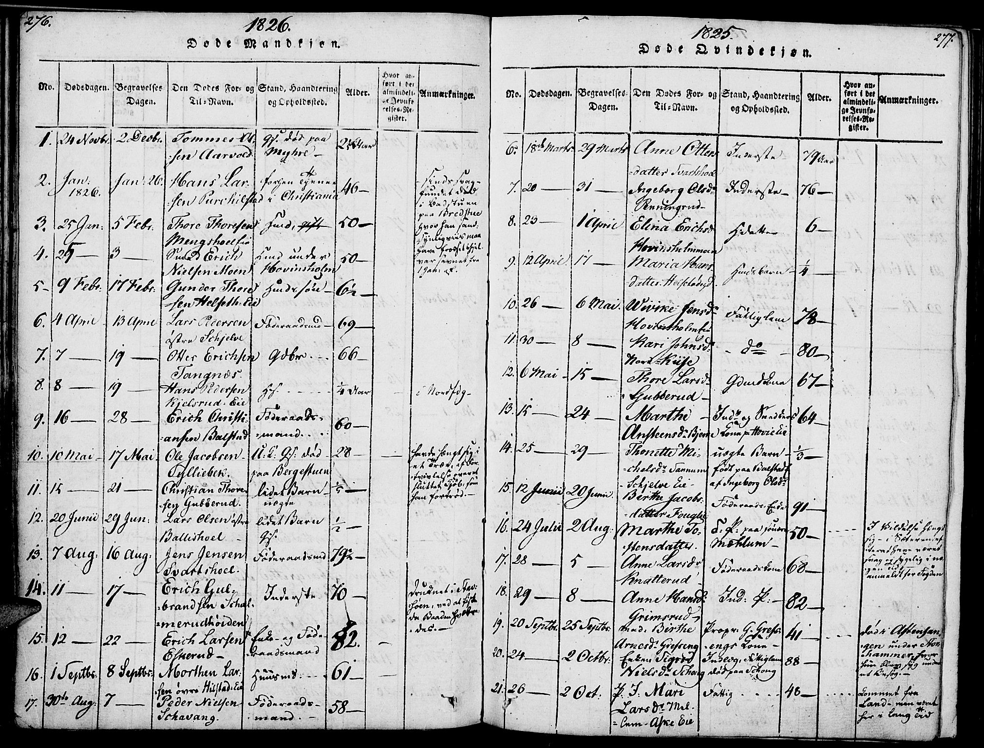 Nes prestekontor, Hedmark, AV/SAH-PREST-020/K/Ka/L0002: Parish register (official) no. 2, 1813-1827, p. 276-277