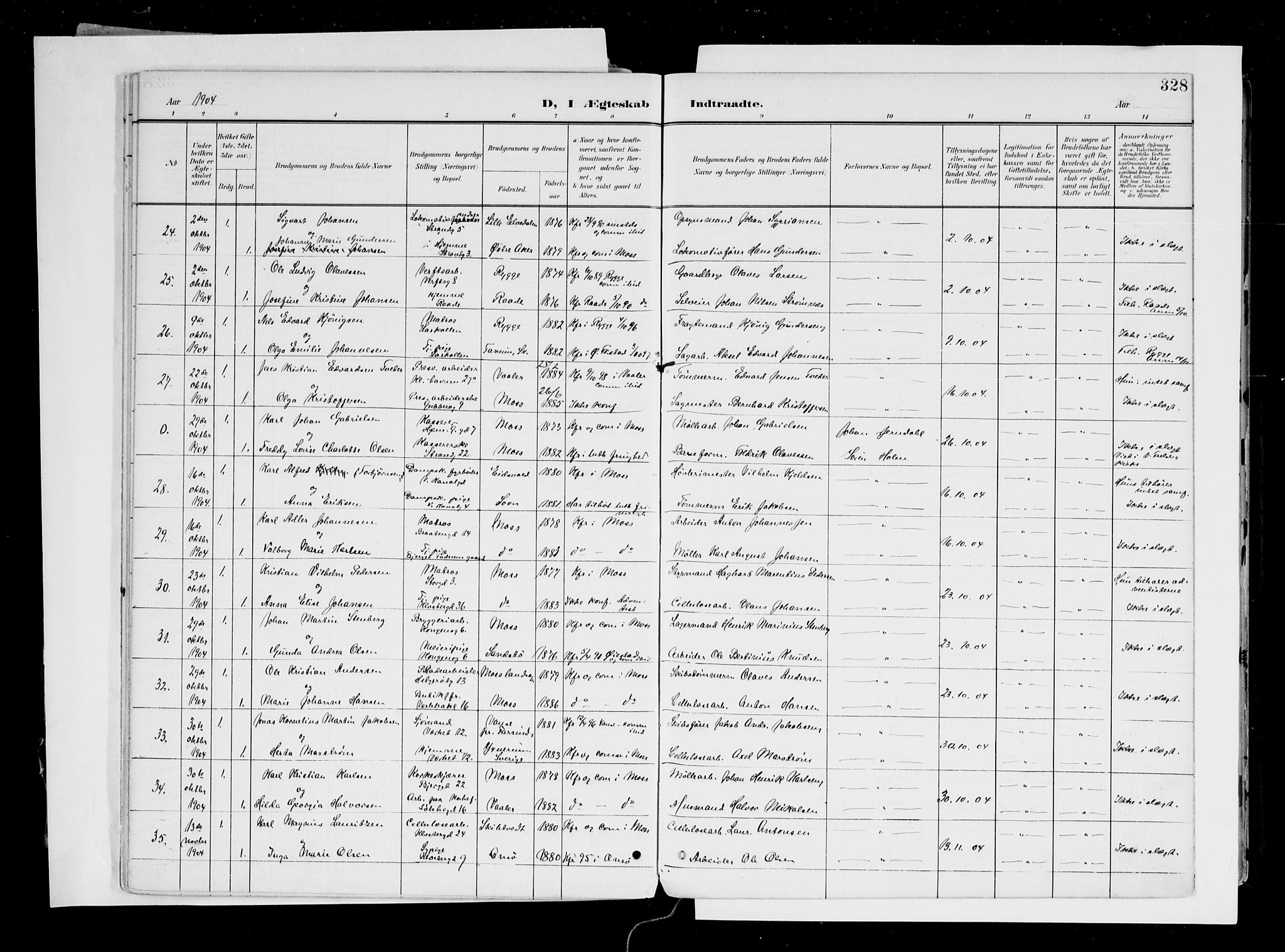 Moss prestekontor Kirkebøker, SAO/A-2003/F/Fb/L0004: Parish register (official) no. II 4, 1902-1912, p. 328