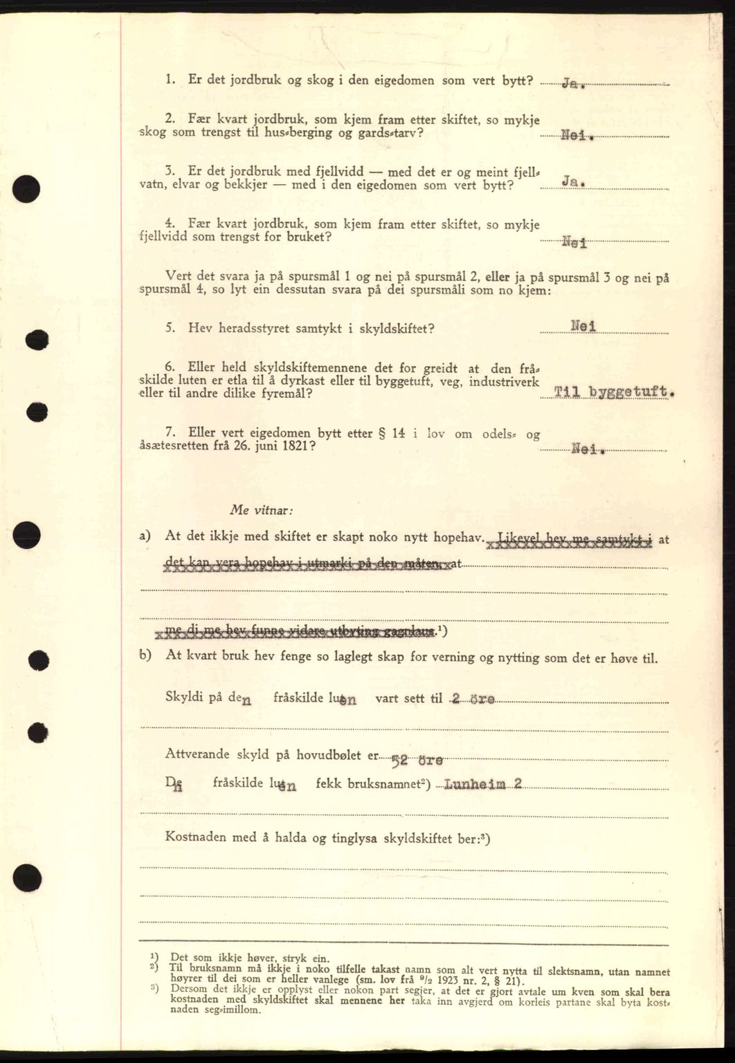 Nordre Sunnmøre sorenskriveri, AV/SAT-A-0006/1/2/2C/2Ca: Mortgage book no. A11, 1941-1941, Diary no: : 1446/1941