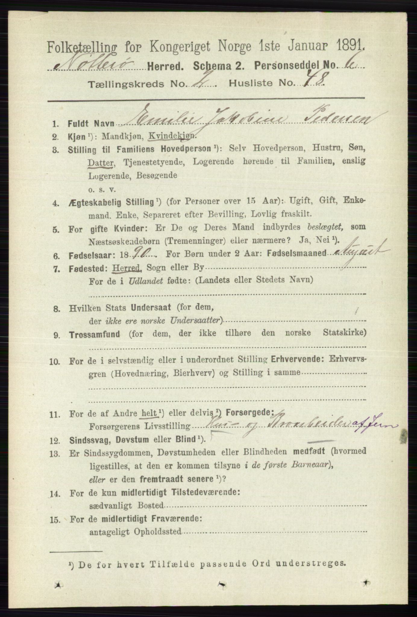 RA, 1891 census for 0722 Nøtterøy, 1891, p. 1171