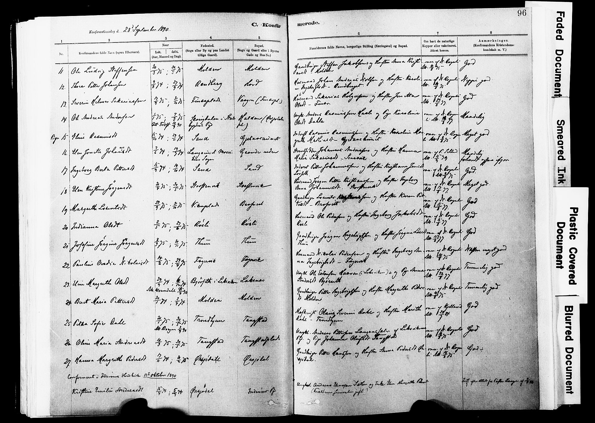 Ministerialprotokoller, klokkerbøker og fødselsregistre - Nord-Trøndelag, SAT/A-1458/744/L0420: Parish register (official) no. 744A04, 1882-1904, p. 96