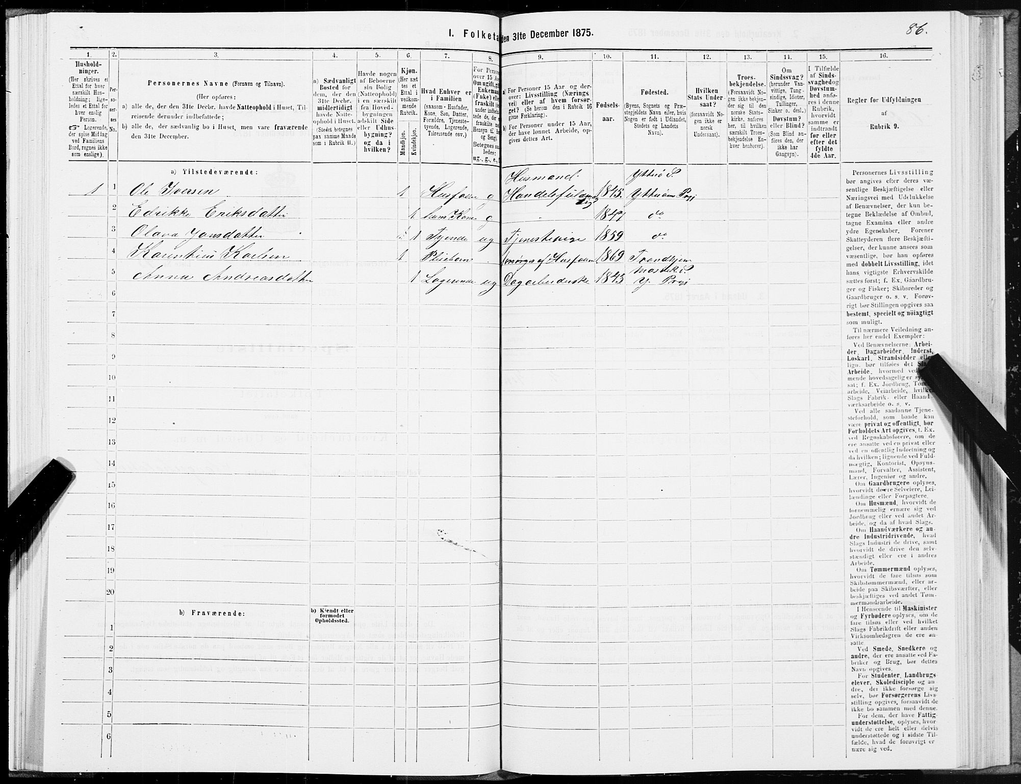 SAT, 1875 census for 1722P Ytterøy, 1875, p. 1086