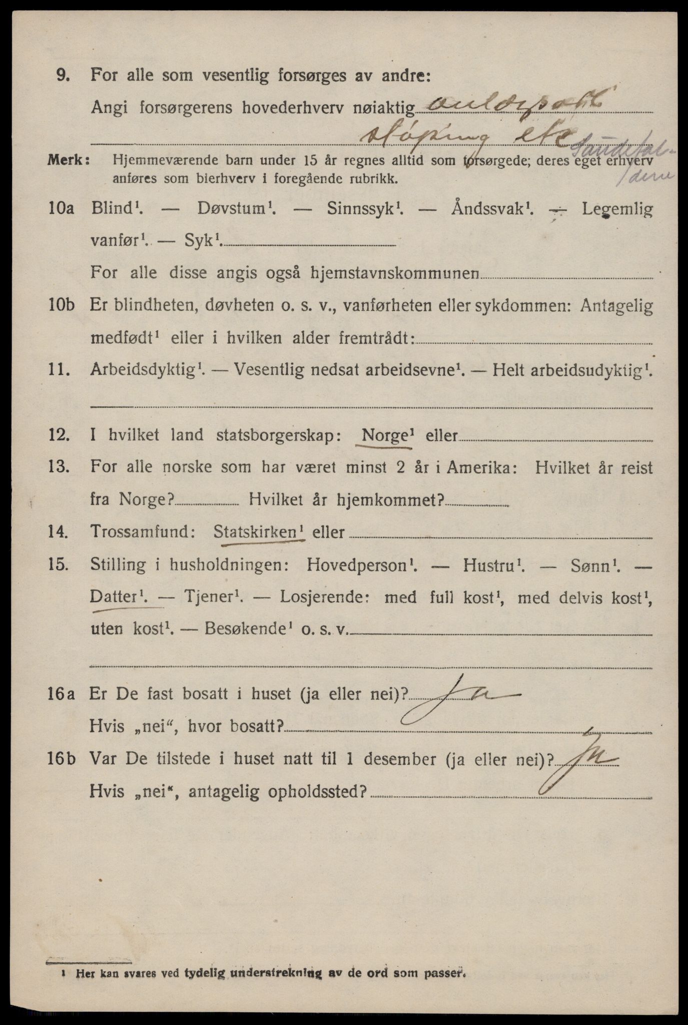 SAST, 1920 census for Sauda, 1920, p. 4507
