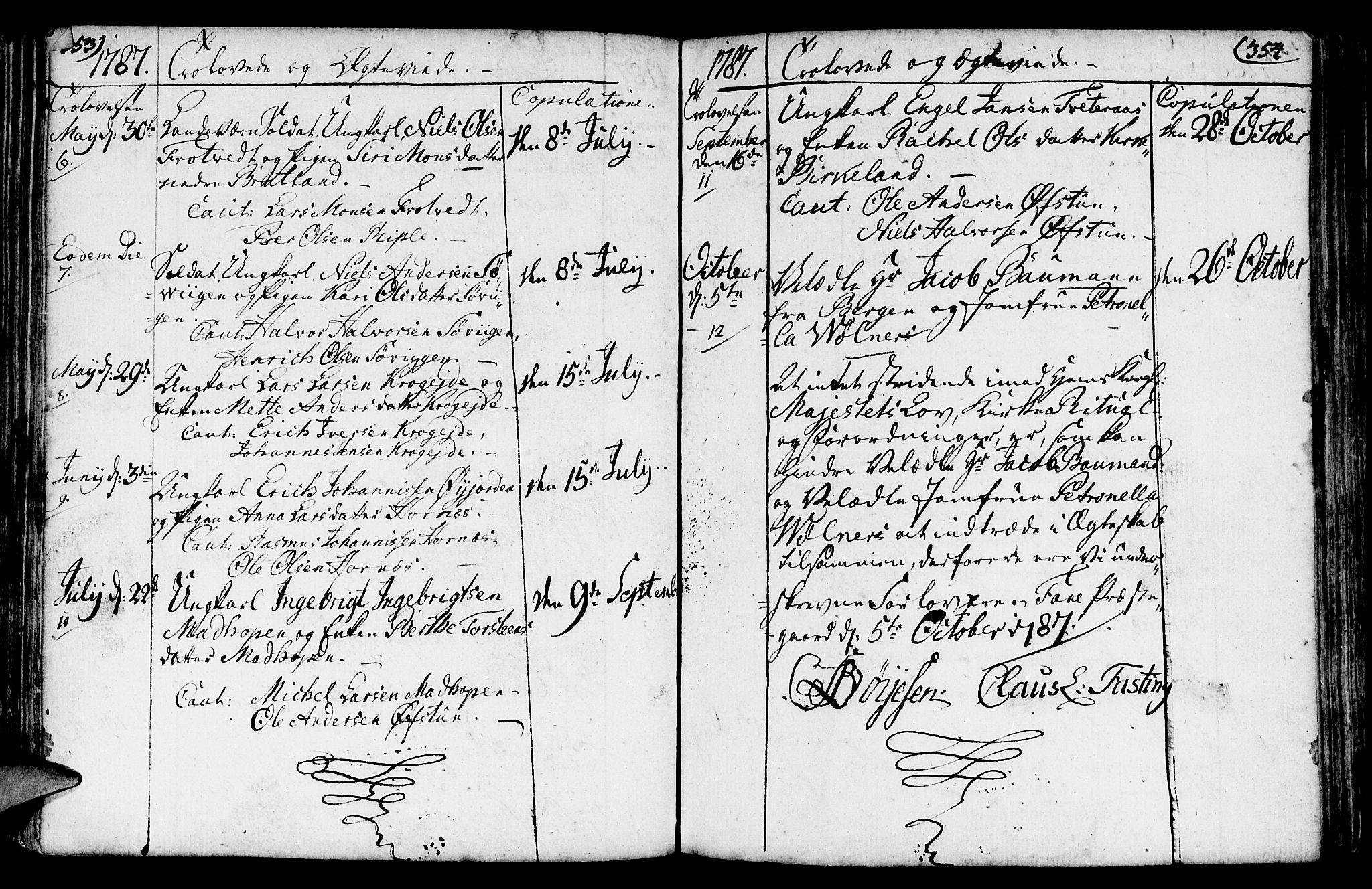 Fana Sokneprestembete, AV/SAB-A-75101/H/Haa/Haaa/L0005: Parish register (official) no. A 5, 1773-1799, p. 353-354