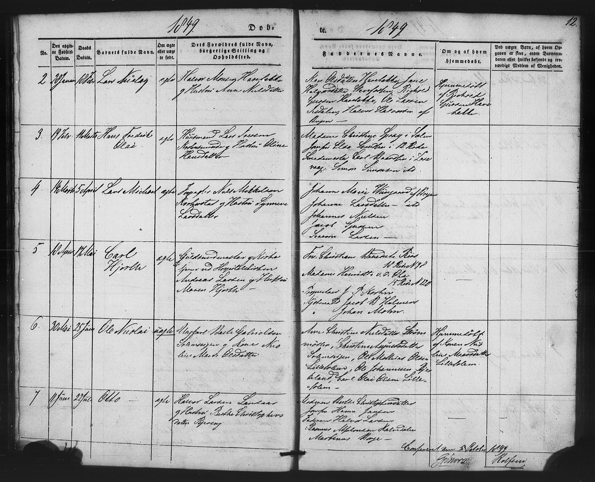 St. Jørgens hospital og Årstad sokneprestembete, AV/SAB-A-99934: Parish register (copy) no. A 2, 1843-1863, p. 12