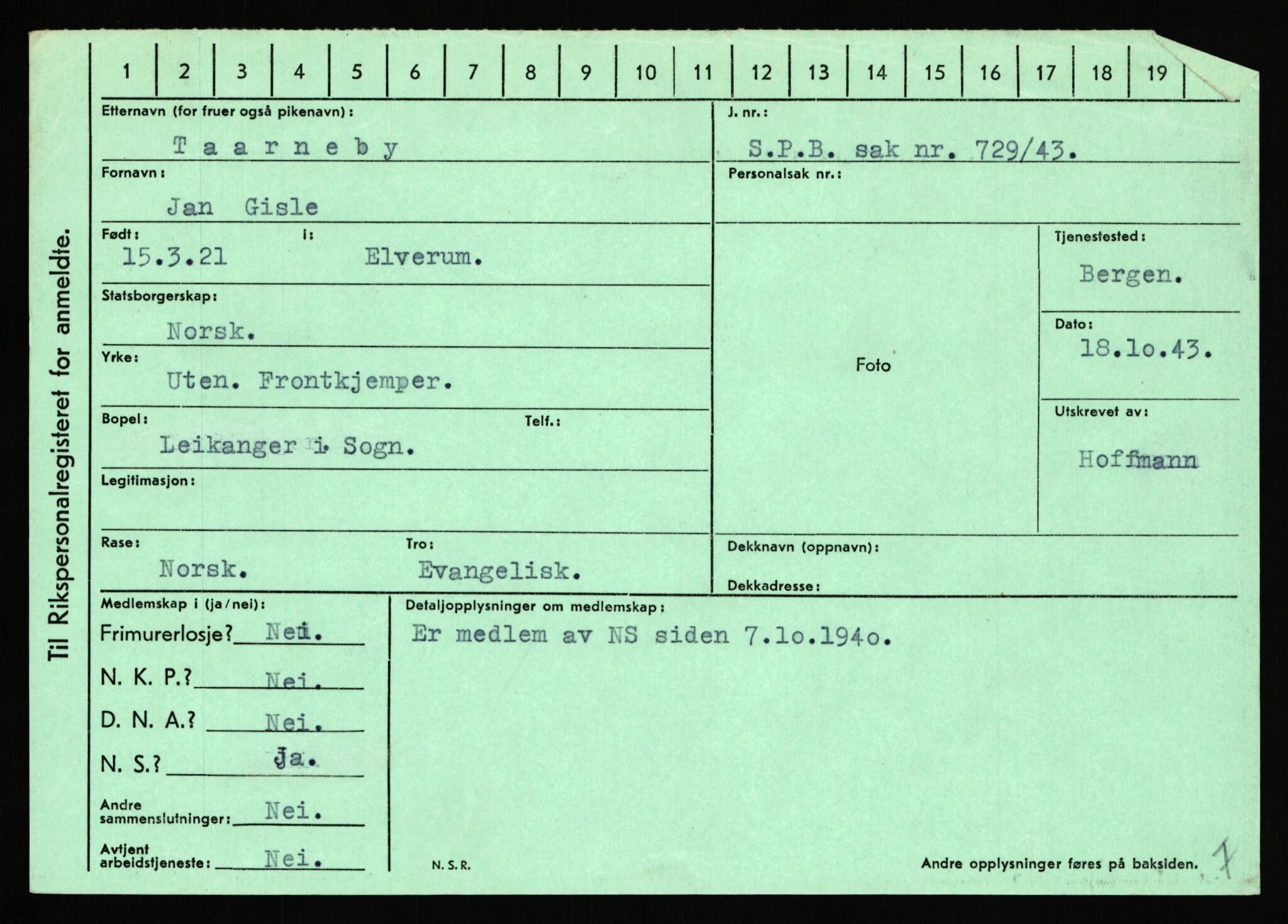 Statspolitiet - Hovedkontoret / Osloavdelingen, AV/RA-S-1329/C/Ca/L0015: Svea - Tøsse, 1943-1945, p. 1809