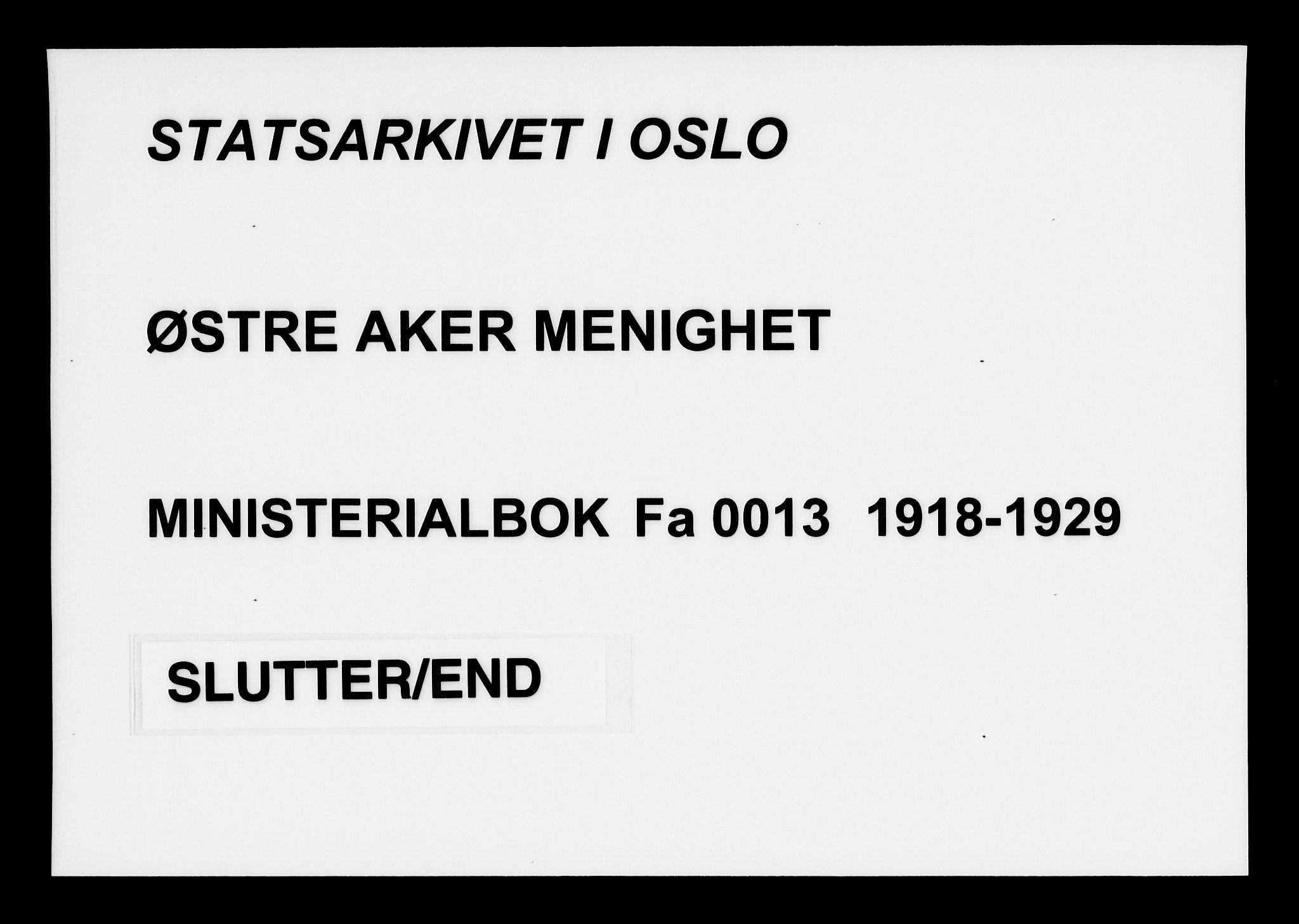 Østre Aker prestekontor Kirkebøker, SAO/A-10840/F/Fa/L0013: Parish register (official) no. I 13, 1918-1929