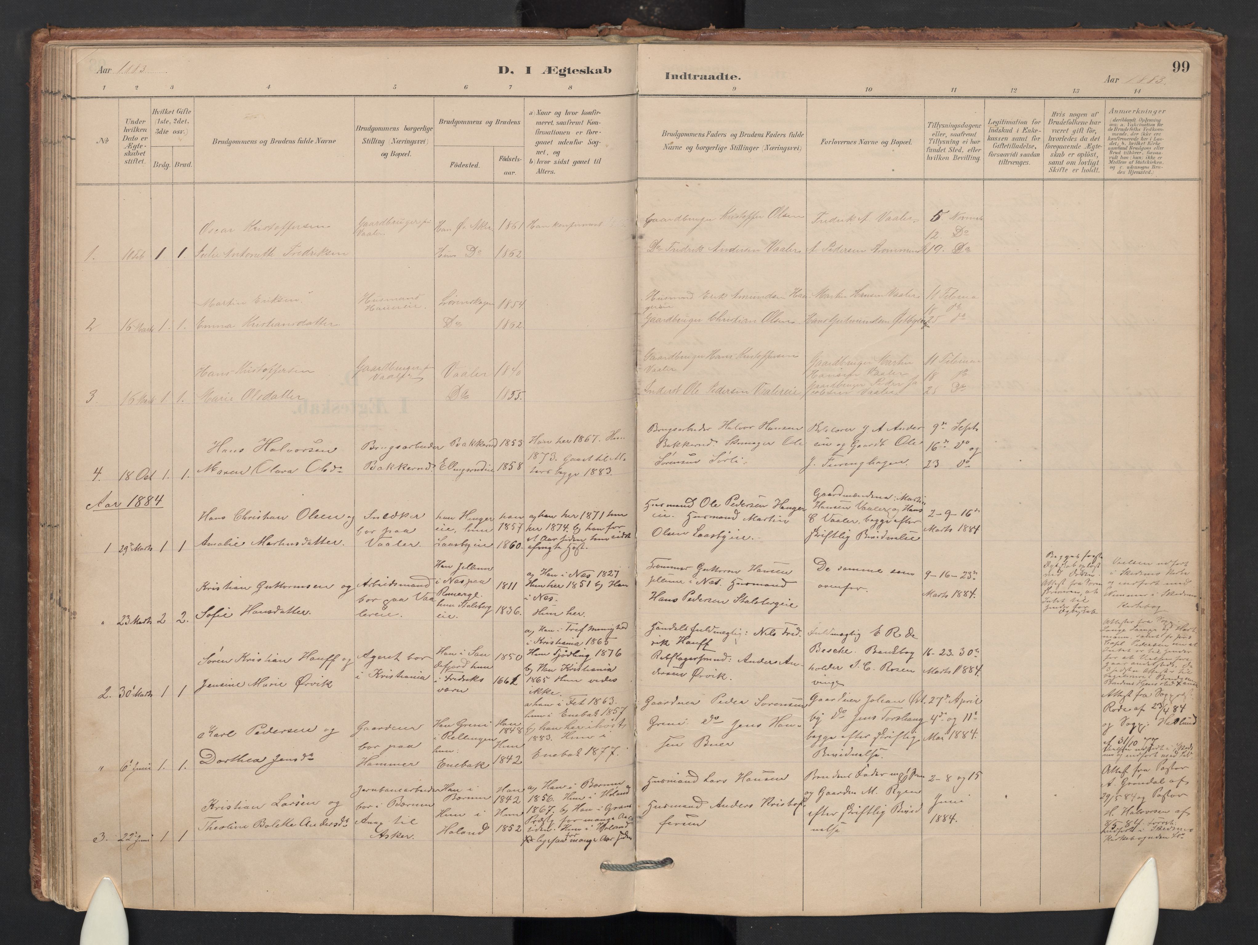 Skedsmo prestekontor Kirkebøker, SAO/A-10033a/G/Gb/L0001: Parish register (copy) no. II 1, 1883-1903, p. 99