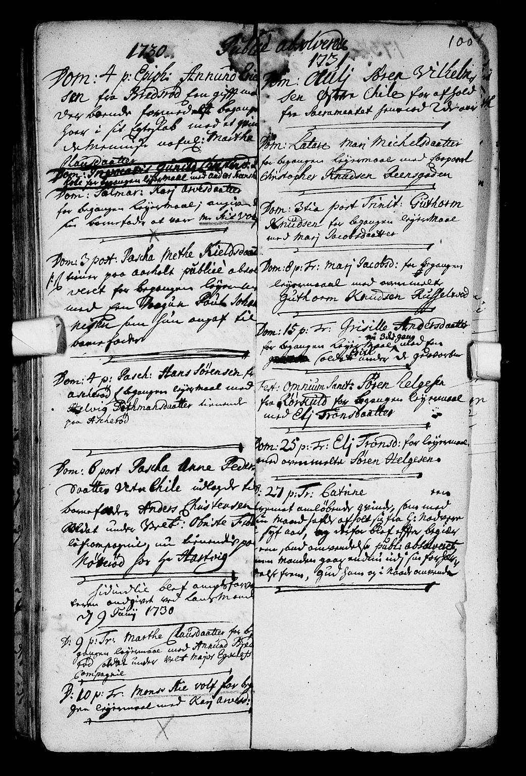 Stokke kirkebøker, AV/SAKO-A-320/F/Fa/L0001: Parish register (official) no. I 1, 1717-1733, p. 100