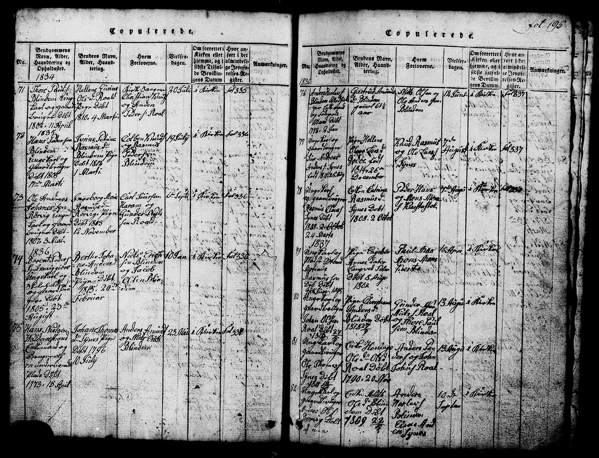 Ministerialprotokoller, klokkerbøker og fødselsregistre - Møre og Romsdal, SAT/A-1454/537/L0520: Parish register (copy) no. 537C01, 1819-1868, p. 195