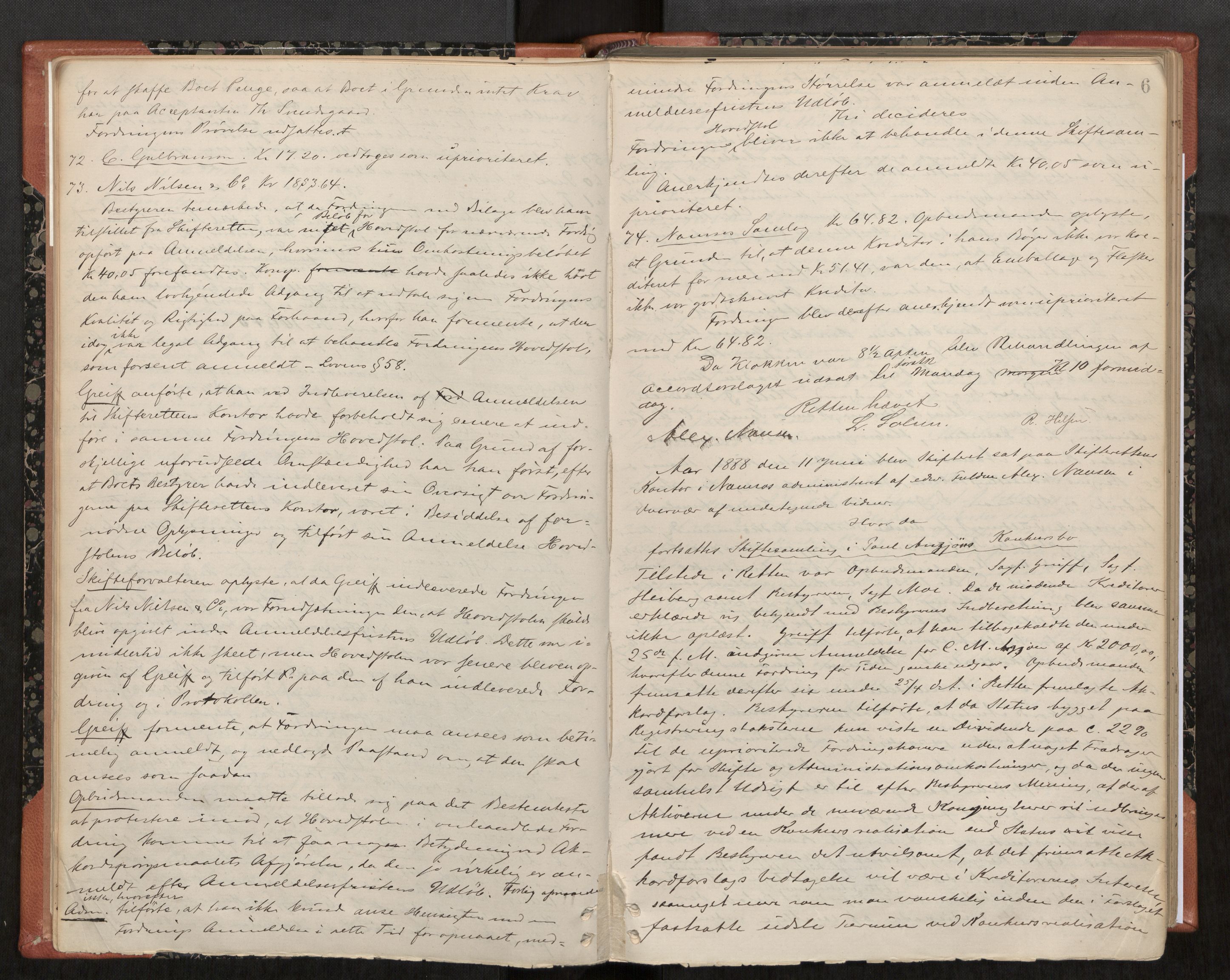 Namdal sorenskriveri, AV/SAT-A-4133/1/3/3B/L0006: Skiftebehandlingsprotokoll, 1888-1899, p. 6
