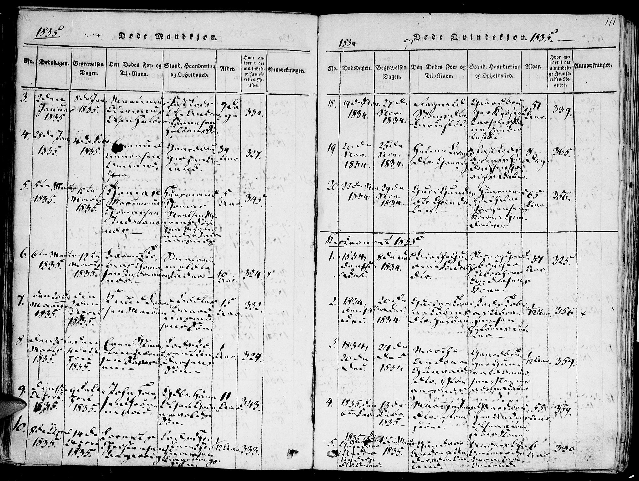 Høvåg sokneprestkontor, SAK/1111-0025/F/Fa/L0001: Parish register (official) no. A 1, 1816-1843, p. 111