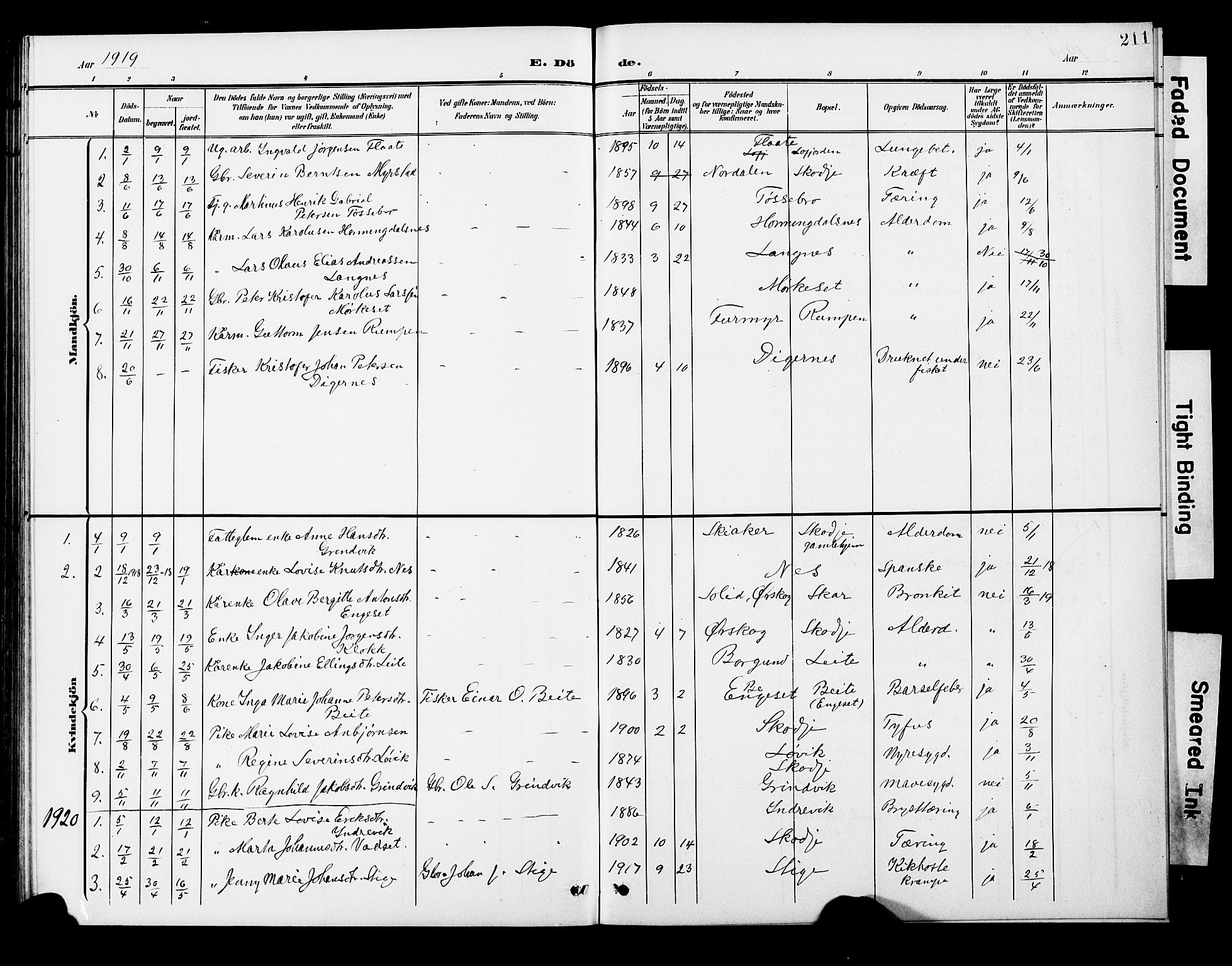 Ministerialprotokoller, klokkerbøker og fødselsregistre - Møre og Romsdal, AV/SAT-A-1454/524/L0366: Parish register (copy) no. 524C07, 1900-1931, p. 211