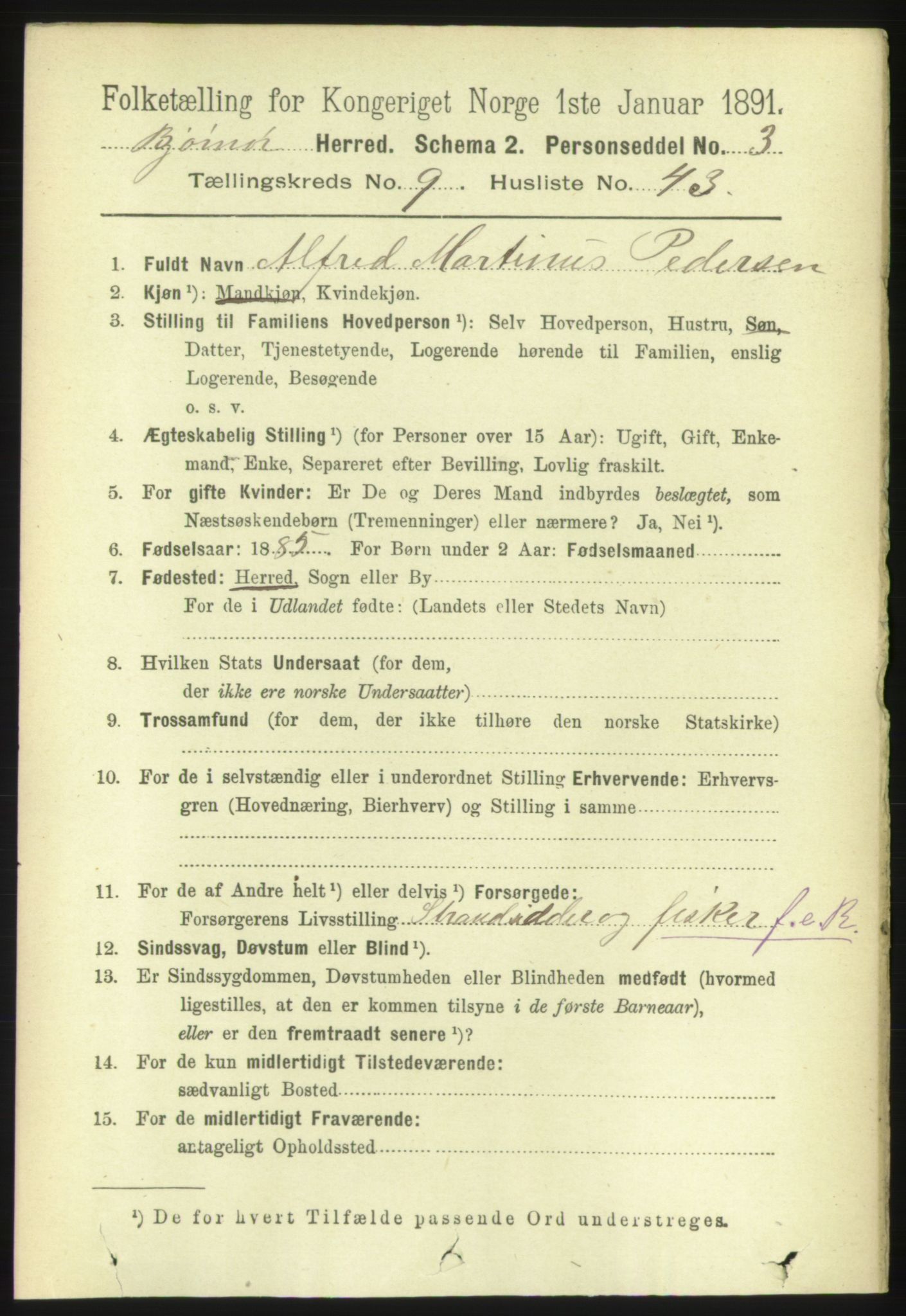 RA, 1891 census for 1632 Bjørnør, 1891, p. 4081