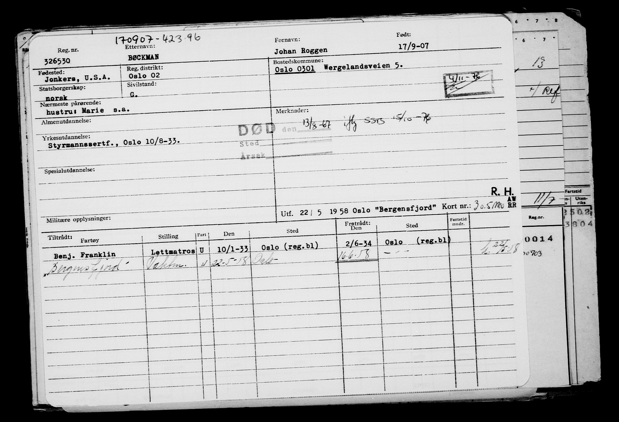 Direktoratet for sjømenn, AV/RA-S-3545/G/Gb/L0073: Hovedkort, 1907, p. 201