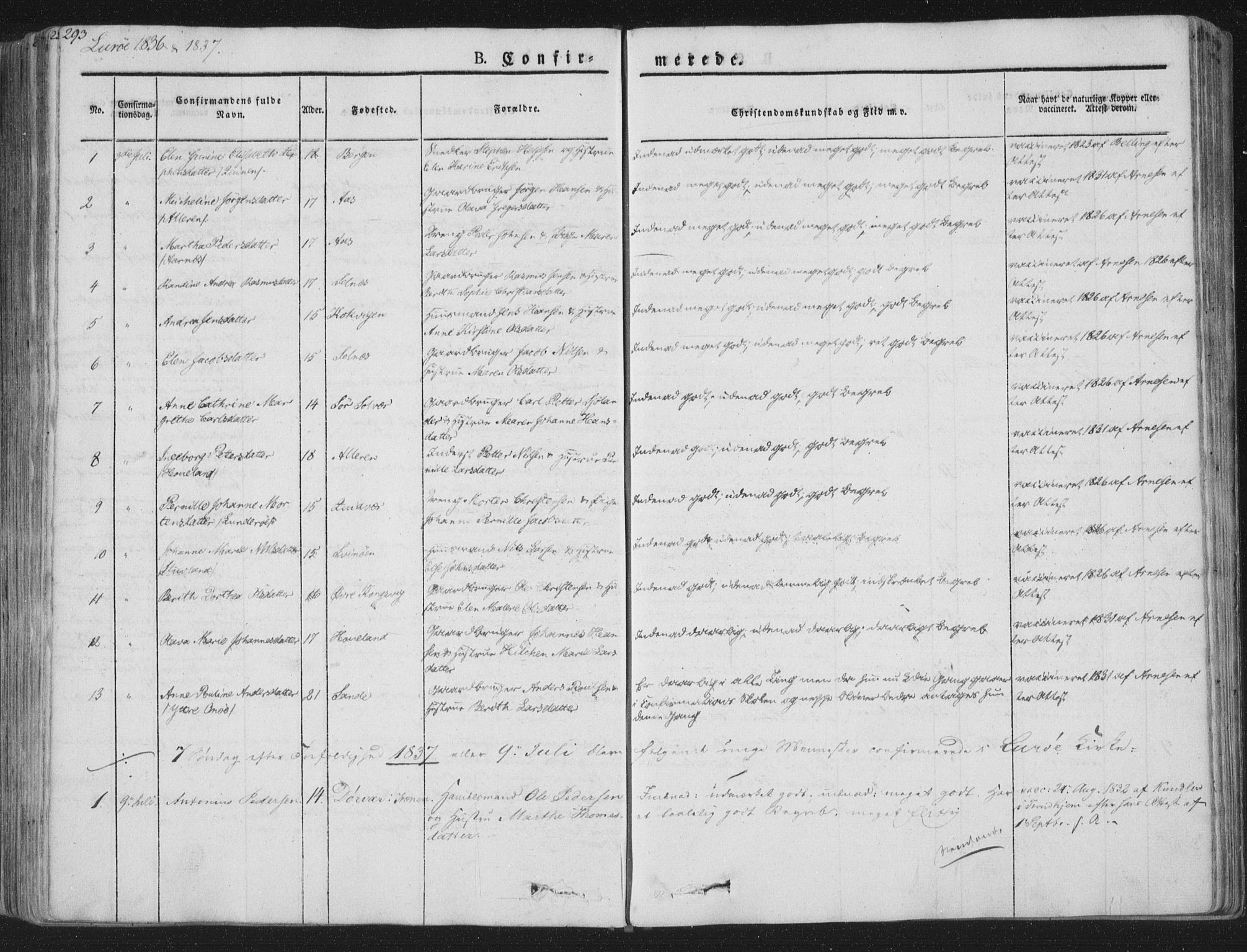 Ministerialprotokoller, klokkerbøker og fødselsregistre - Nordland, SAT/A-1459/839/L0565: Parish register (official) no. 839A02, 1825-1862, p. 293