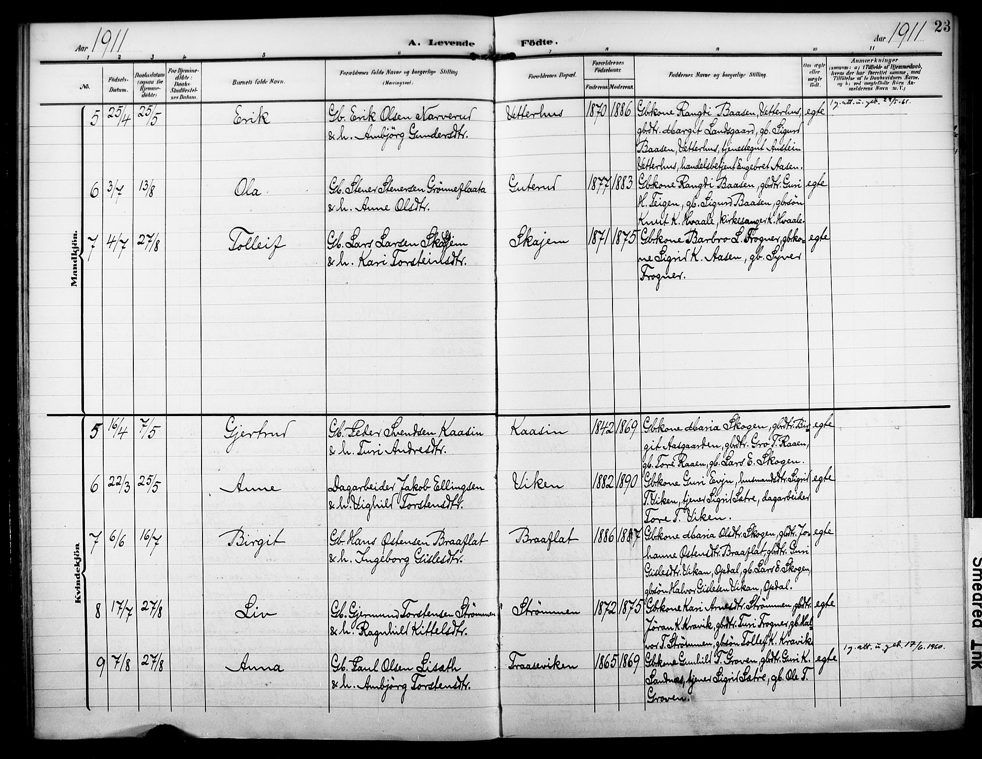 Nore kirkebøker, AV/SAKO-A-238/F/Fb/L0003: Parish register (official) no. II 3, 1906-1926, p. 23