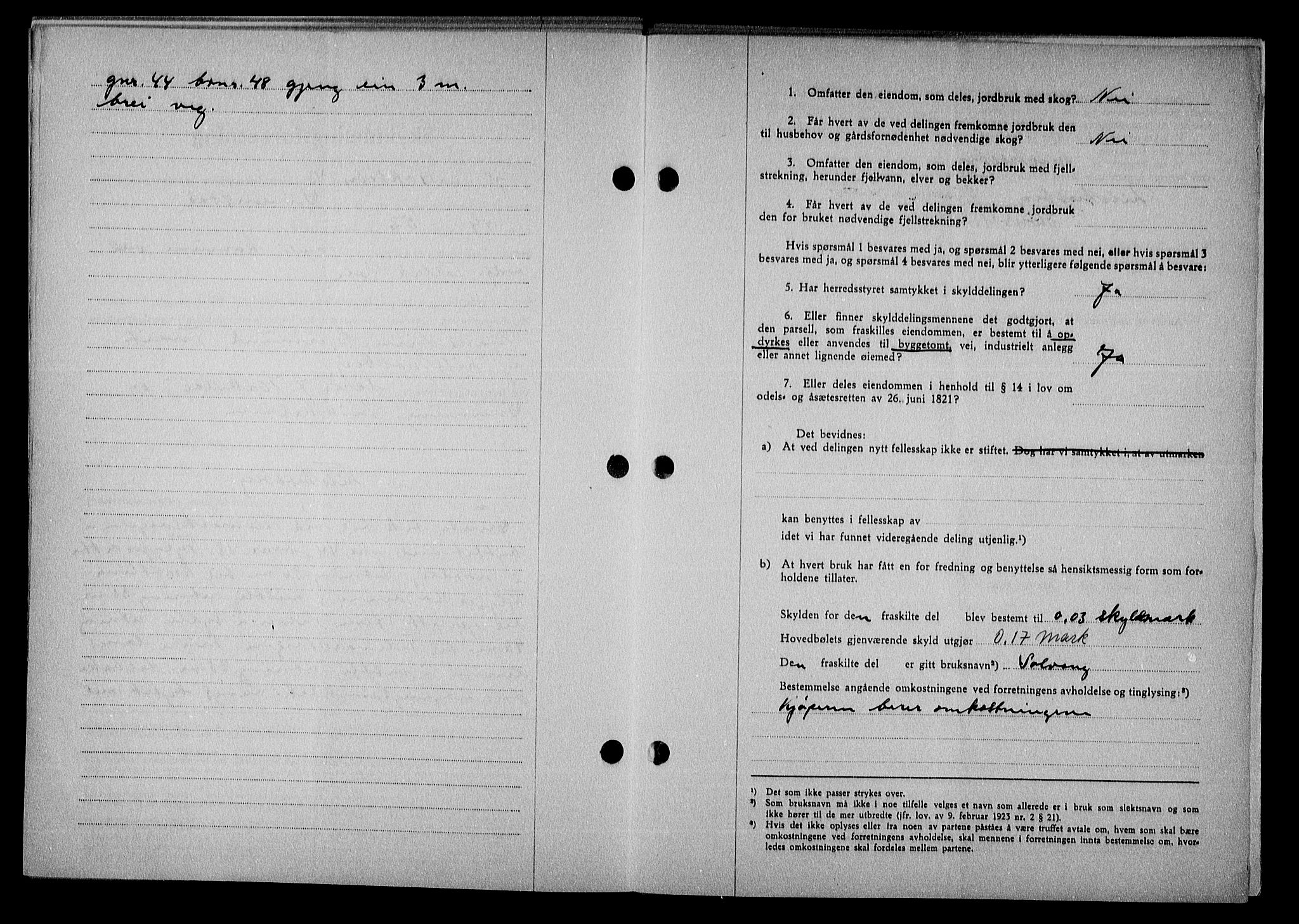 Nedenes sorenskriveri, AV/SAK-1221-0006/G/Gb/Gba/L0051: Mortgage book no. A-V, 1943-1944, Diary no: : 985/1943