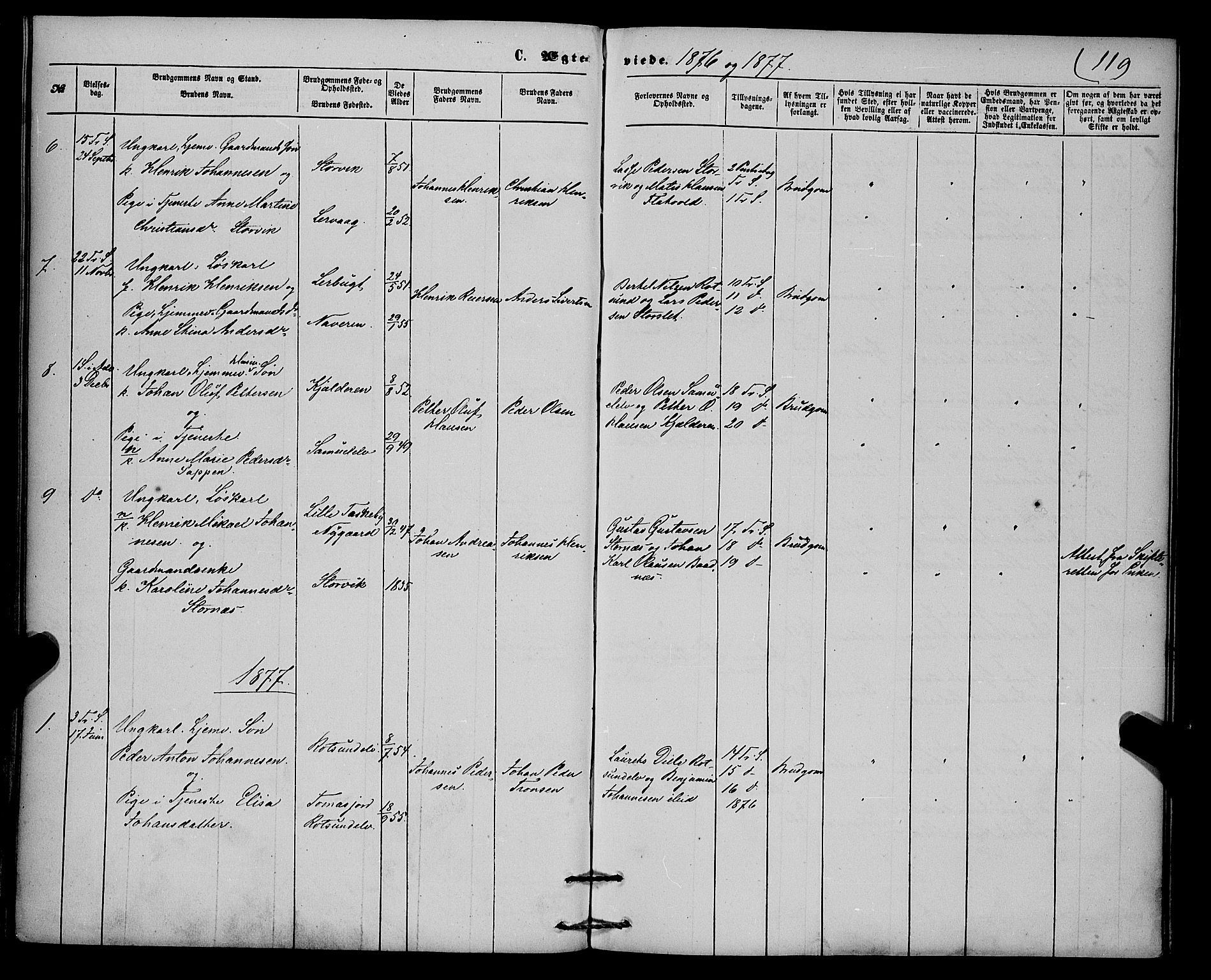 Skjervøy sokneprestkontor, AV/SATØ-S-1300/H/Ha/Haa/L0013kirke: Parish register (official) no. 13, 1863-1877, p. 119