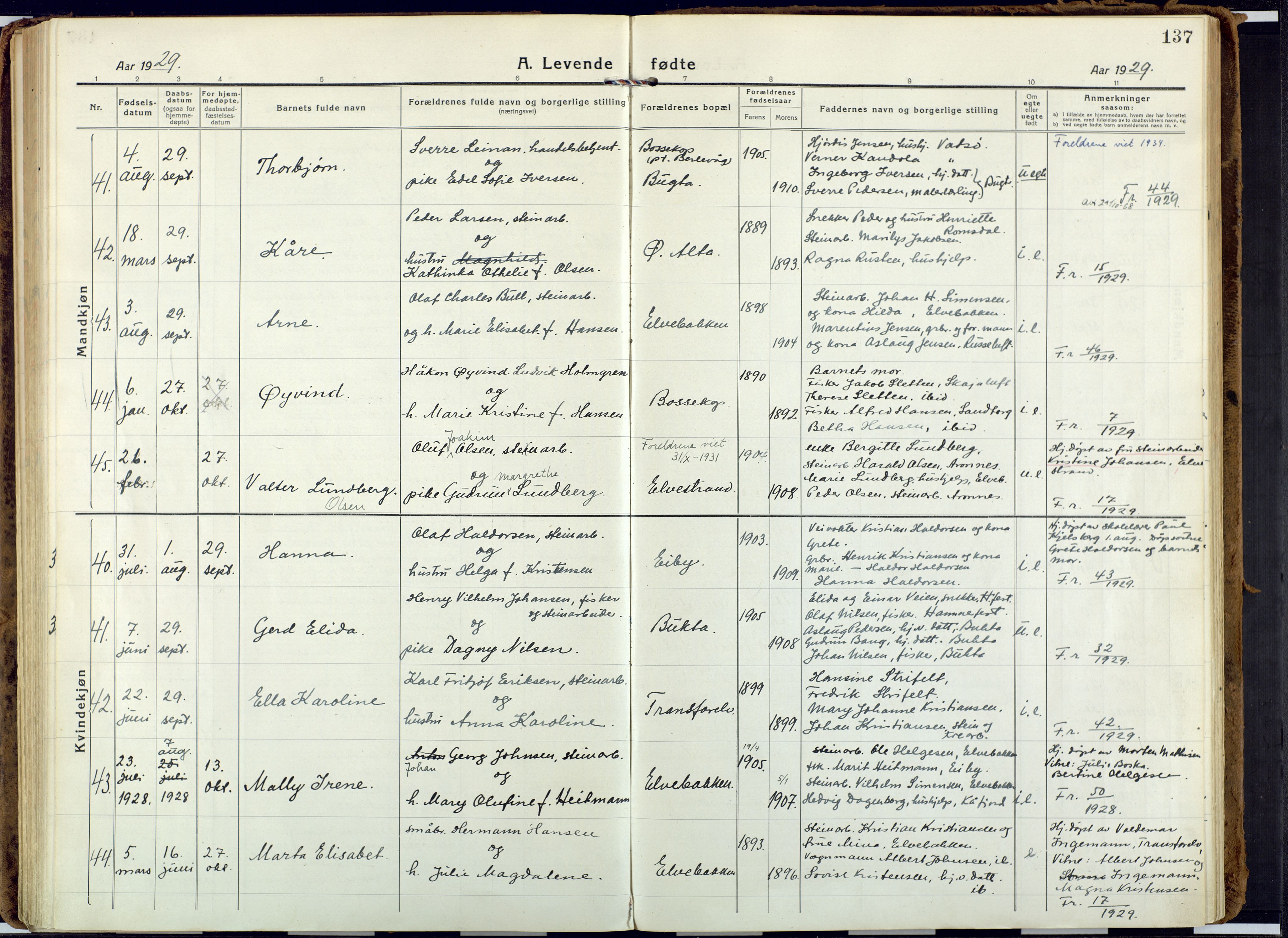 Alta sokneprestkontor, AV/SATØ-S-1338/H/Ha: Parish register (official) no. 6, 1918-1931, p. 137