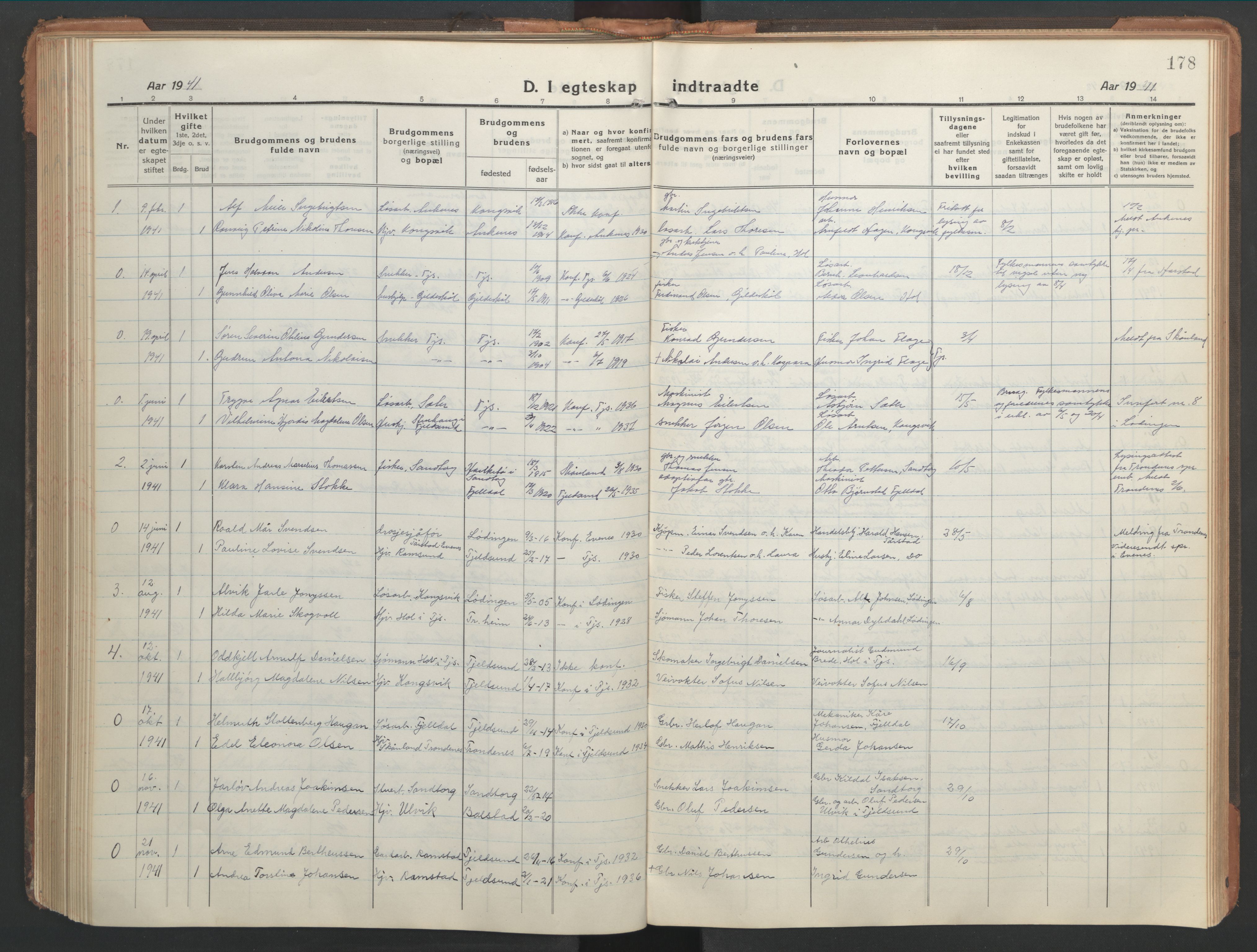 Ministerialprotokoller, klokkerbøker og fødselsregistre - Nordland, SAT/A-1459/865/L0933: Parish register (copy) no. 865C05, 1917-1947, p. 178