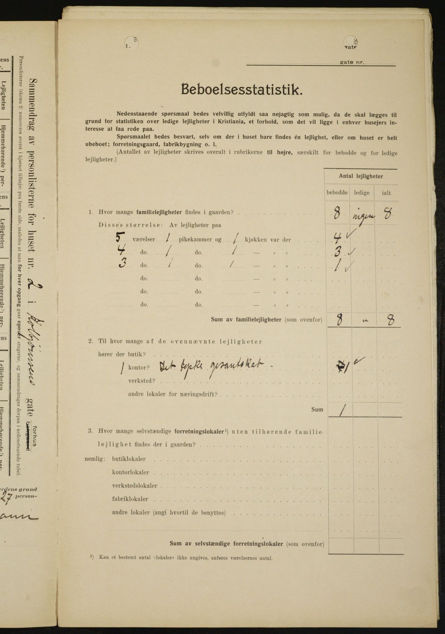 OBA, Municipal Census 1909 for Kristiania, 1909, p. 11664