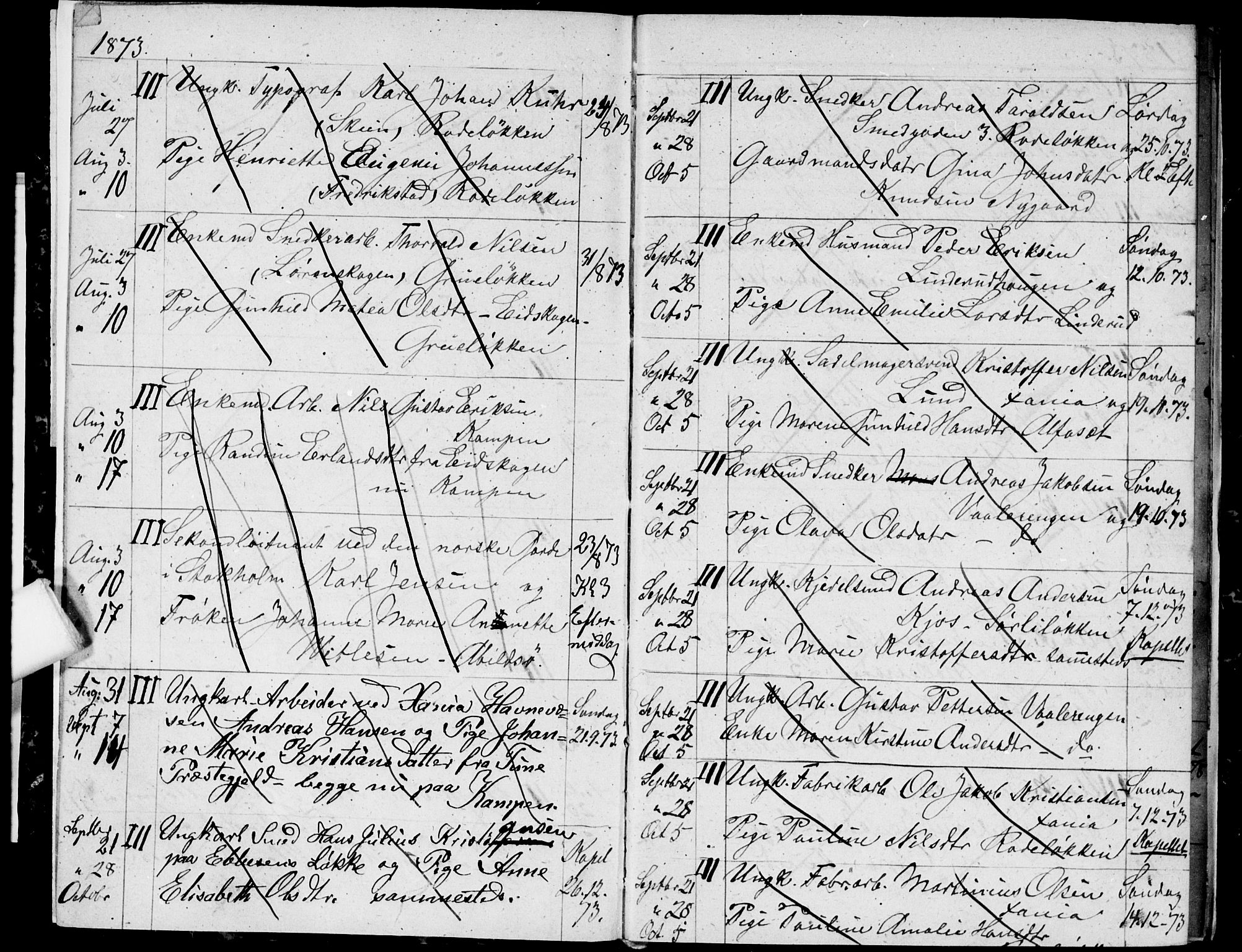 Østre Aker prestekontor Kirkebøker, AV/SAO-A-10840/H/Ha/L0003: Banns register no. I 3, 1873-1878