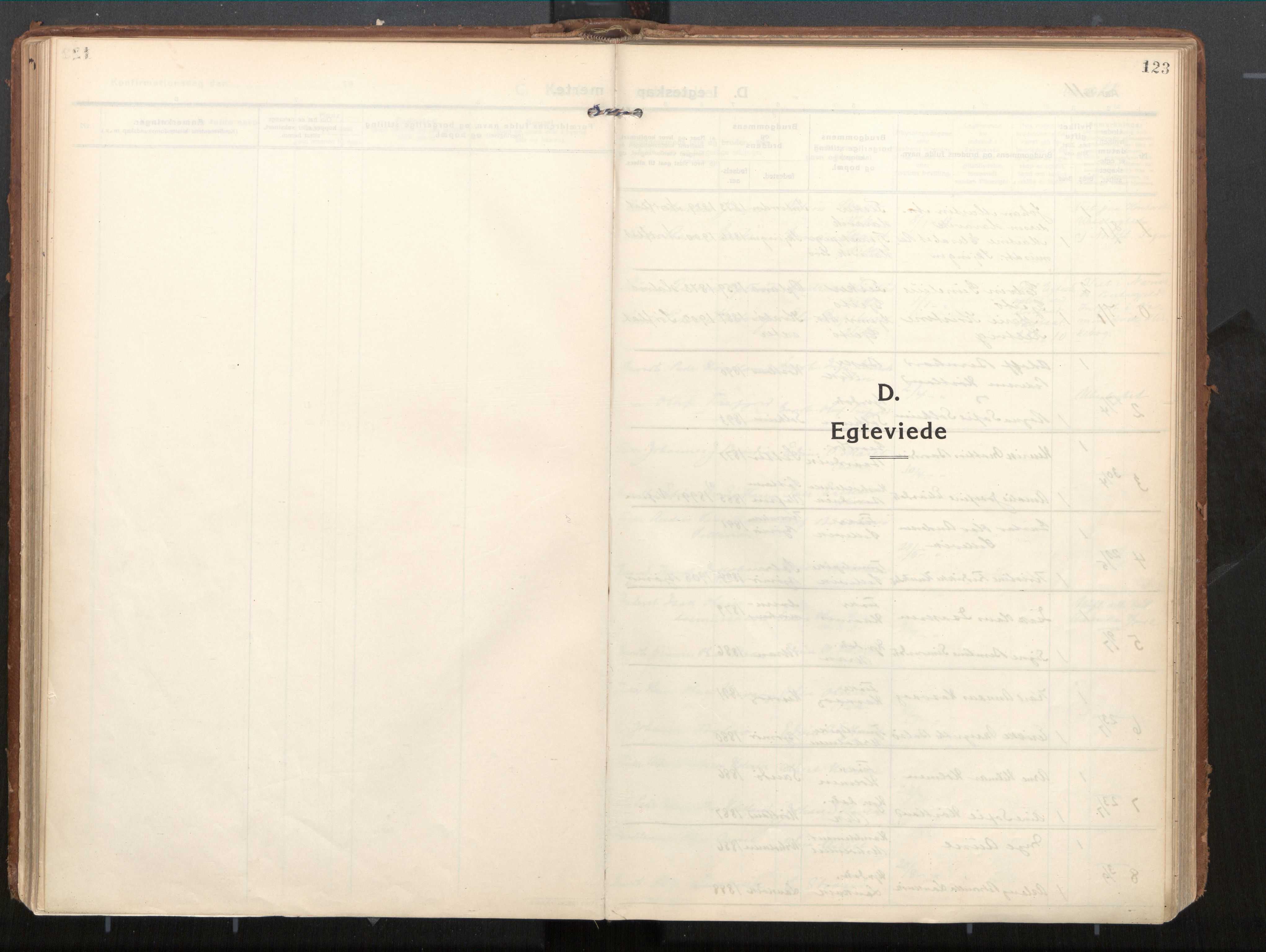 Ministerialprotokoller, klokkerbøker og fødselsregistre - Nord-Trøndelag, SAT/A-1458/771/L0598: Parish register (official) no. 771A05, 1911-1937, p. 123