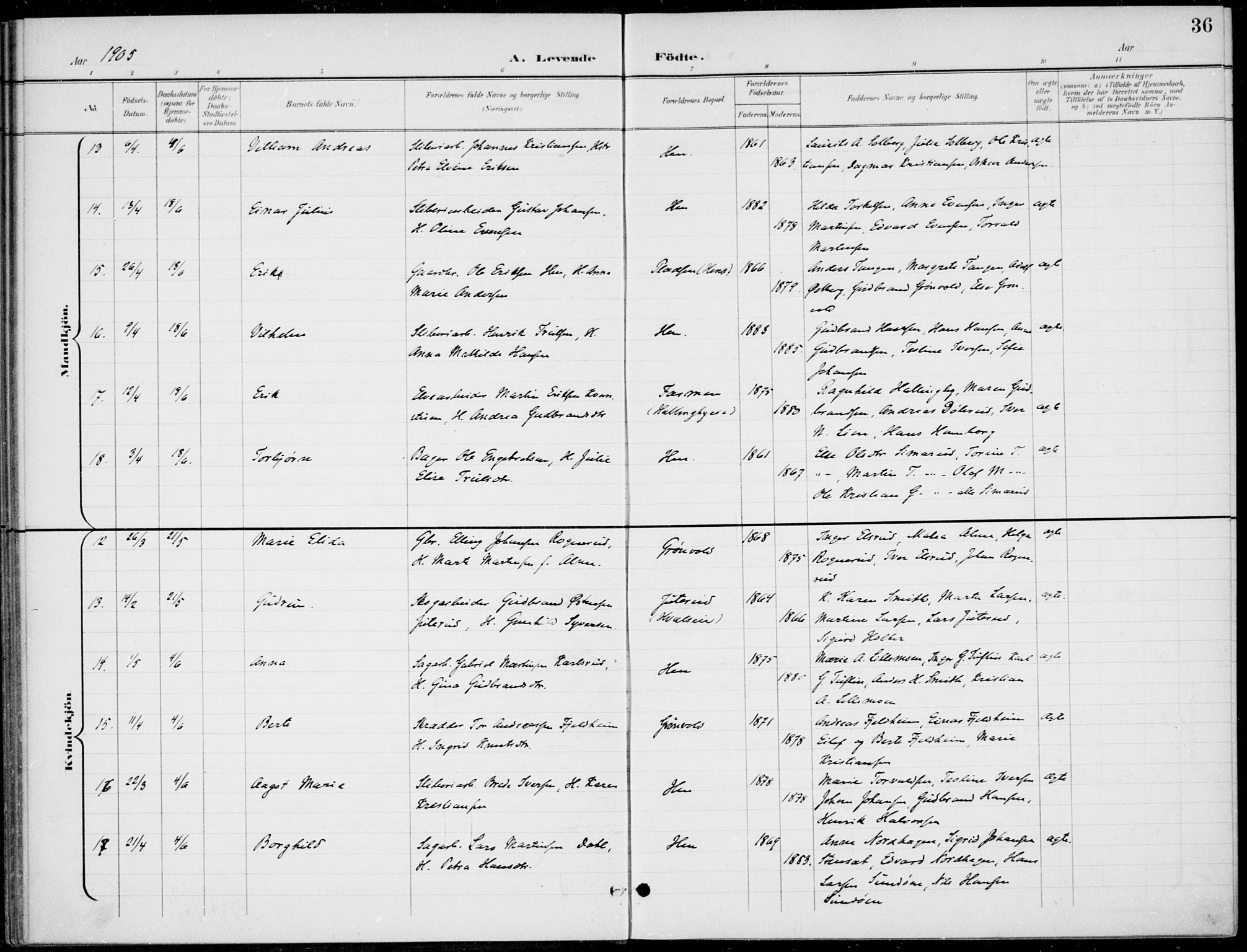 Ådal kirkebøker, SAKO/A-248/F/Fb/L0002: Parish register (official) no. II 2, 1898-1917, p. 36