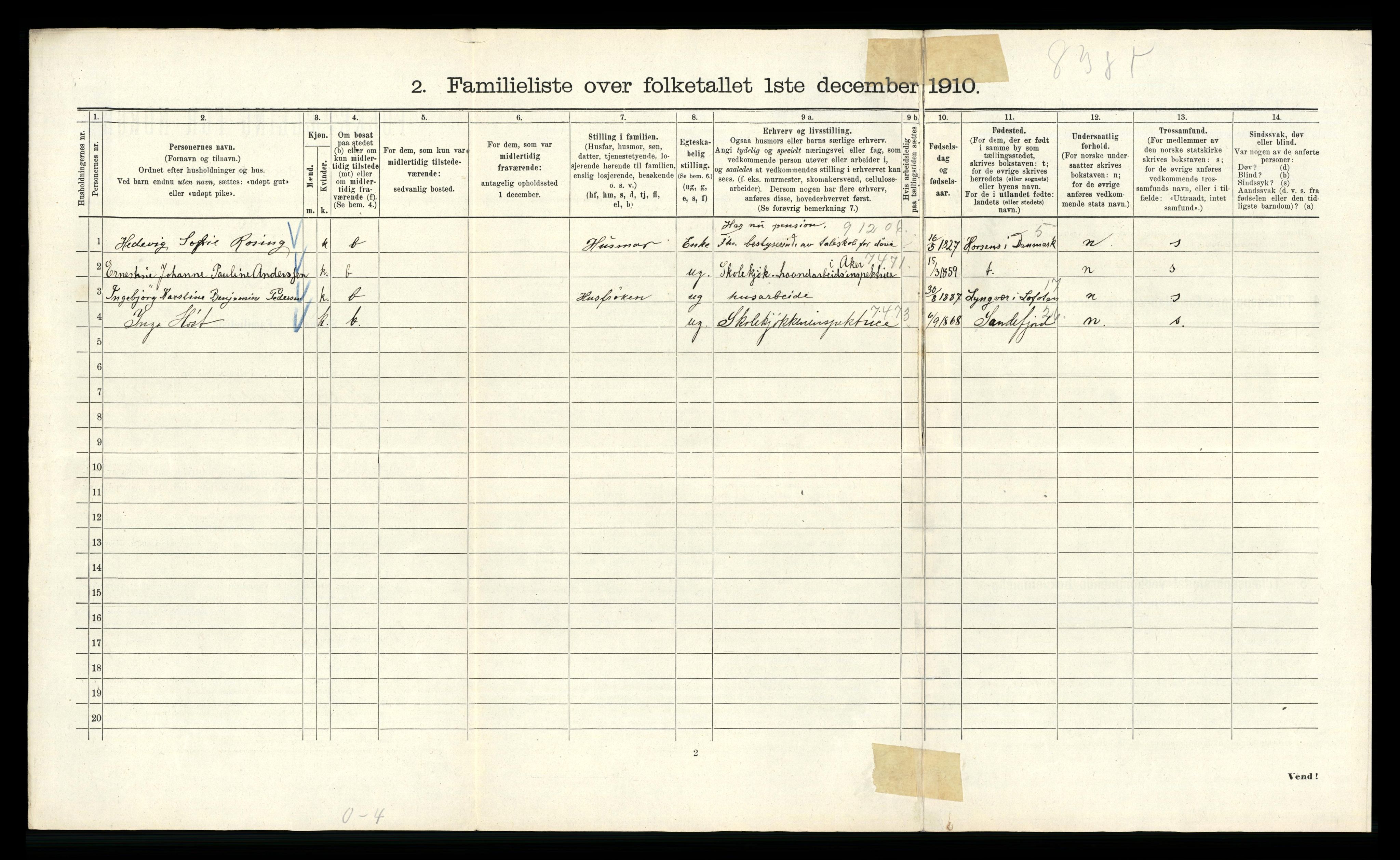 RA, 1910 census for Kristiania, 1910, p. 69288