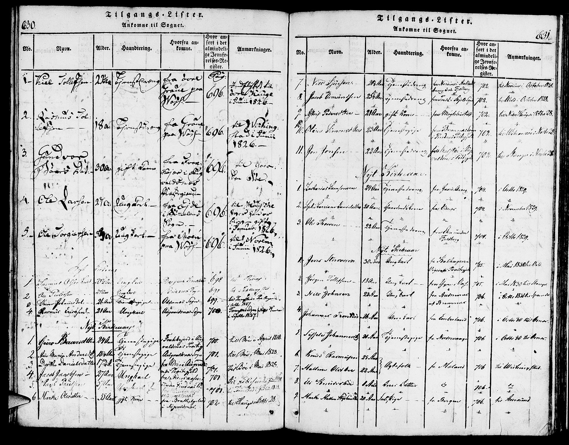 Torvastad sokneprestkontor, AV/SAST-A -101857/H/Ha/Haa/L0004: Parish register (official) no. A 3 /1, 1817-1836, p. 630-631