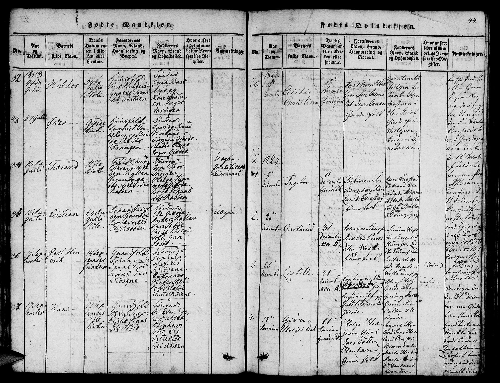 Etne sokneprestembete, SAB/A-75001/H/Haa: Parish register (official) no. A 6, 1815-1831, p. 44