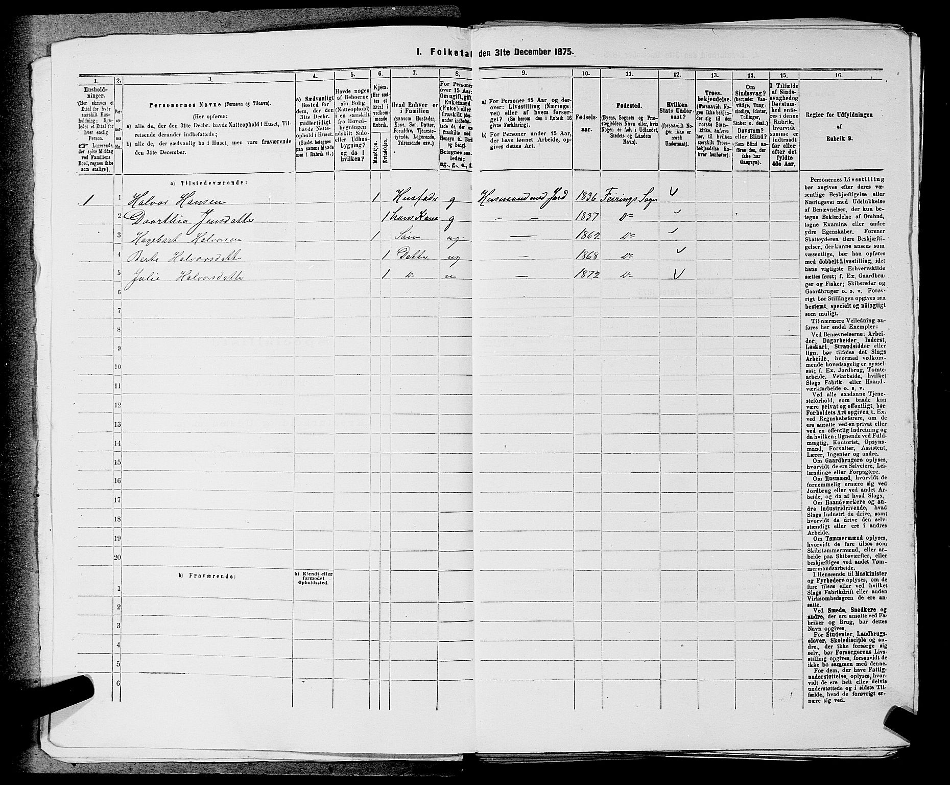 RA, 1875 census for 0239P Hurdal, 1875, p. 1085