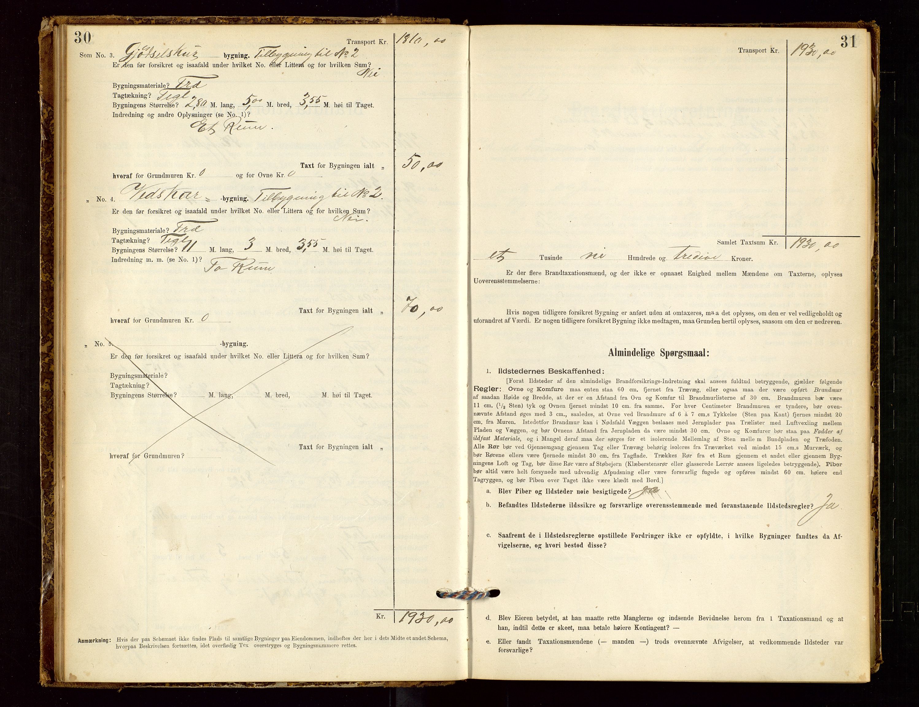 Vikedal lensmannskontor, AV/SAST-A-100179/Gob/L0004: Branntakstprotokoll, 1894-1952, p. 30-31