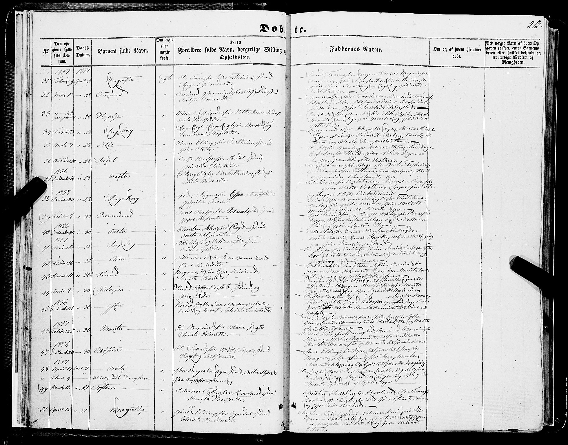 Ullensvang sokneprestembete, AV/SAB-A-78701/H/Haa: Parish register (official) no. A 11, 1854-1866, p. 23