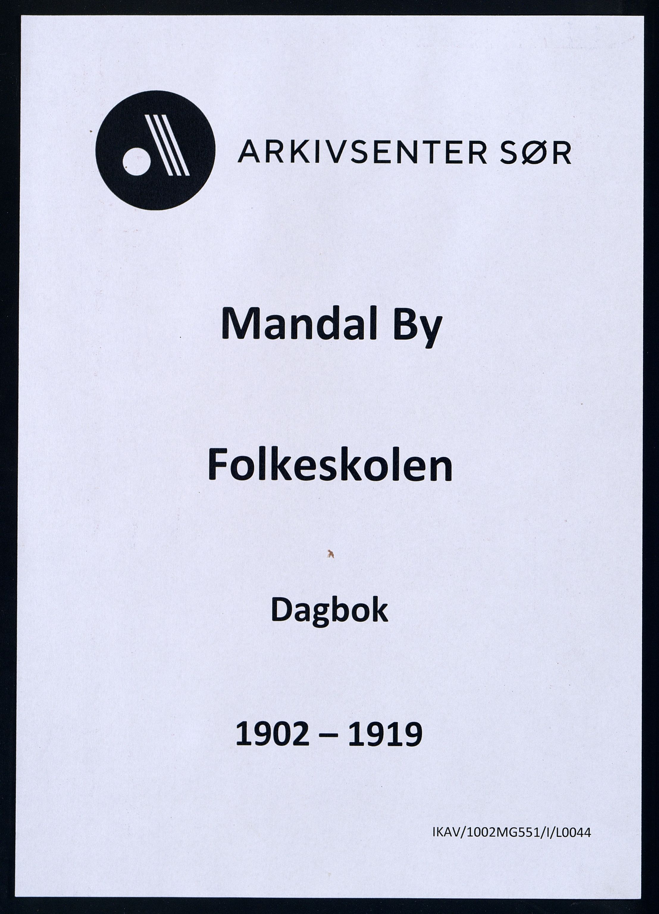 Mandal By - Mandal Allmueskole/Folkeskole/Skole, ARKSOR/1002MG551/I/L0044: Dagbok, 1902-1919