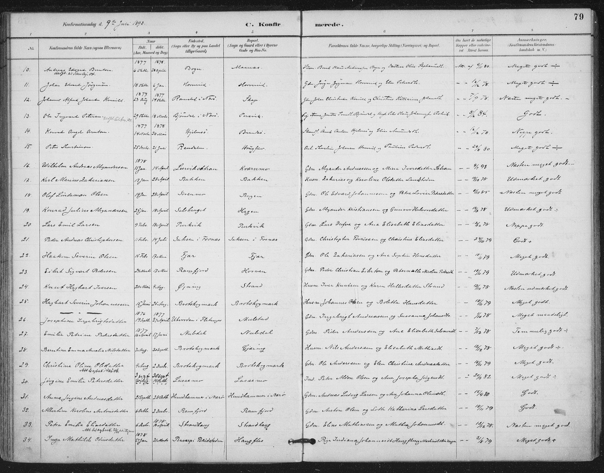 Ministerialprotokoller, klokkerbøker og fødselsregistre - Nord-Trøndelag, AV/SAT-A-1458/780/L0644: Parish register (official) no. 780A08, 1886-1903, p. 79