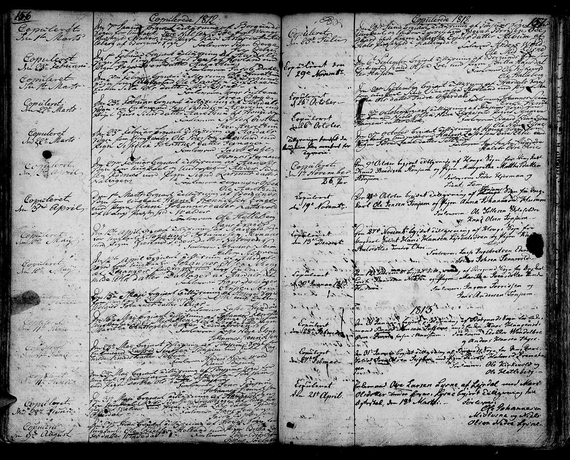 Lærdal sokneprestembete, AV/SAB-A-81201: Parish register (official) no. A 4, 1805-1821, p. 156-157