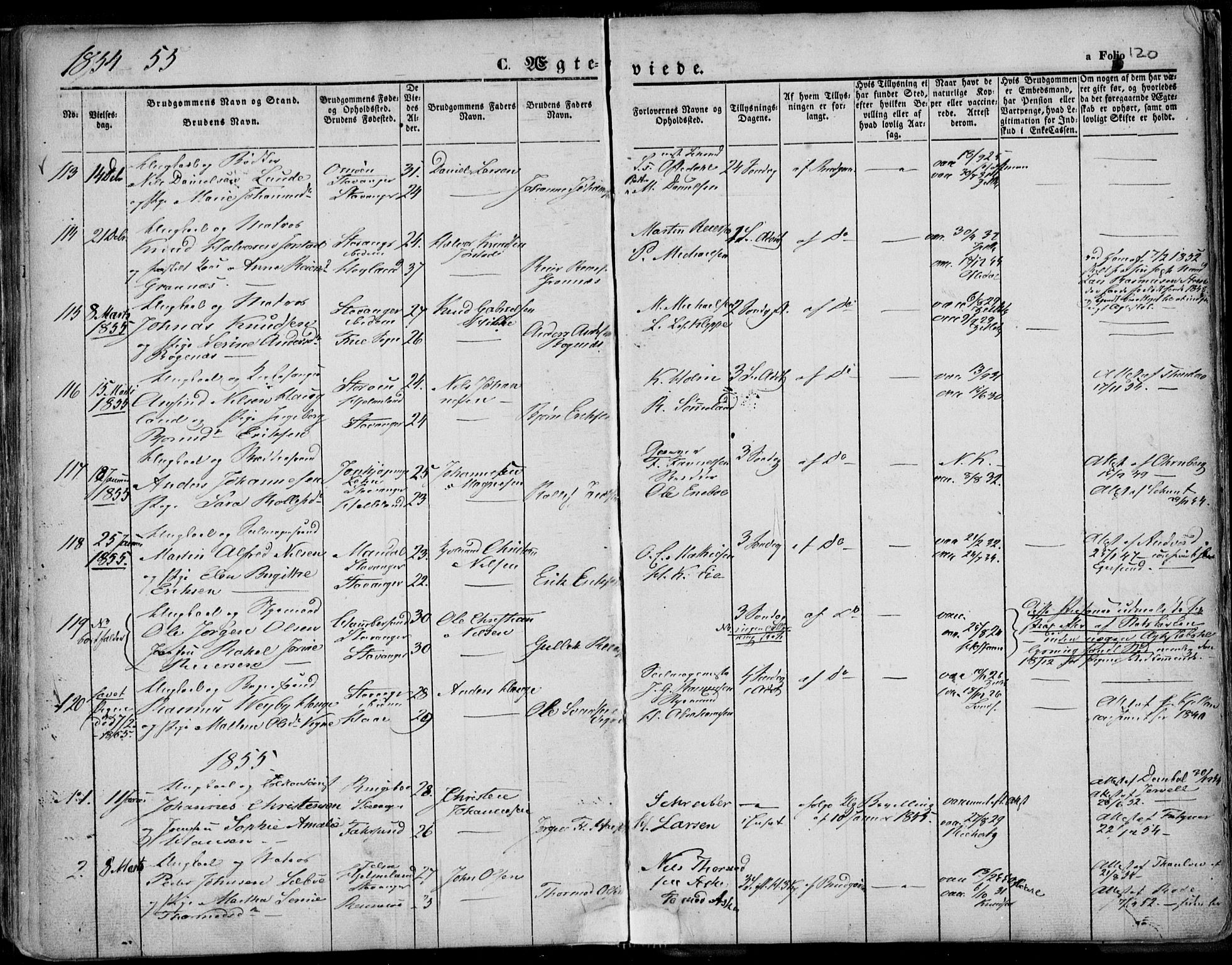 Domkirken sokneprestkontor, SAST/A-101812/001/30/30BA/L0015: Parish register (official) no. A 14, 1842-1857, p. 120