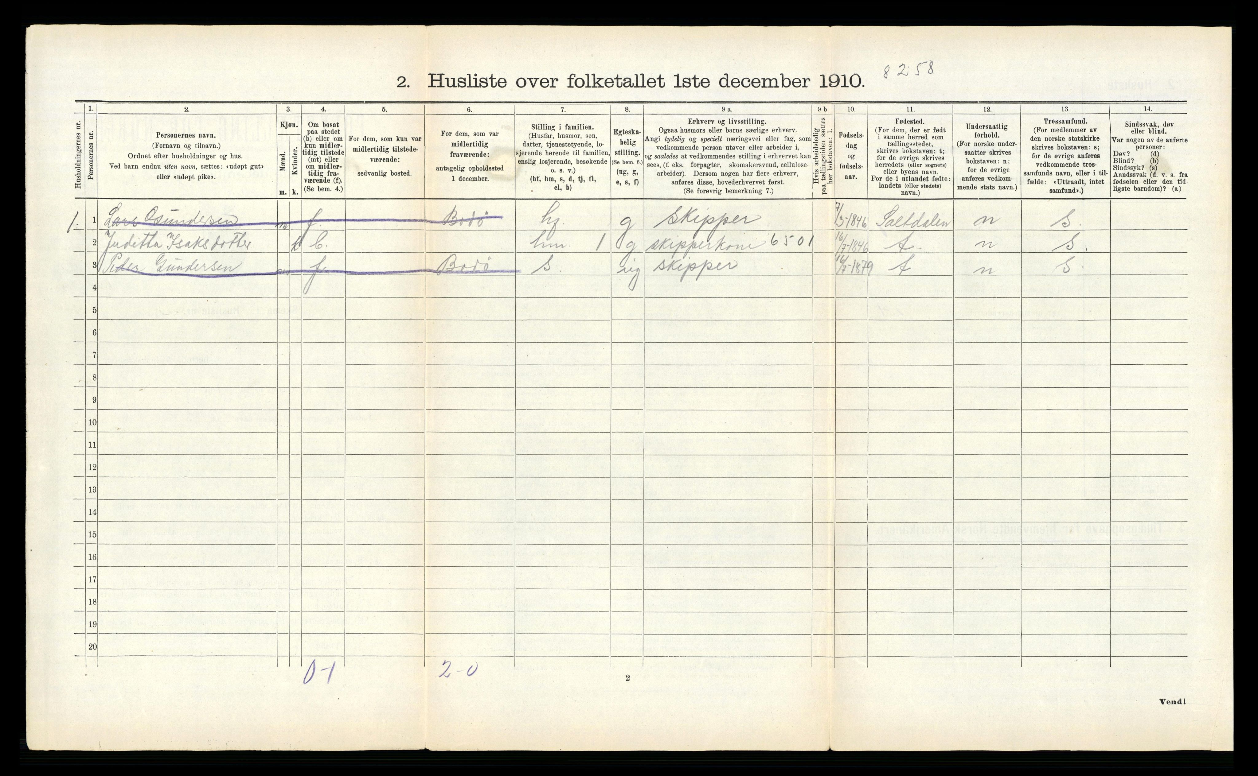 RA, 1910 census for Fauske, 1910, p. 741