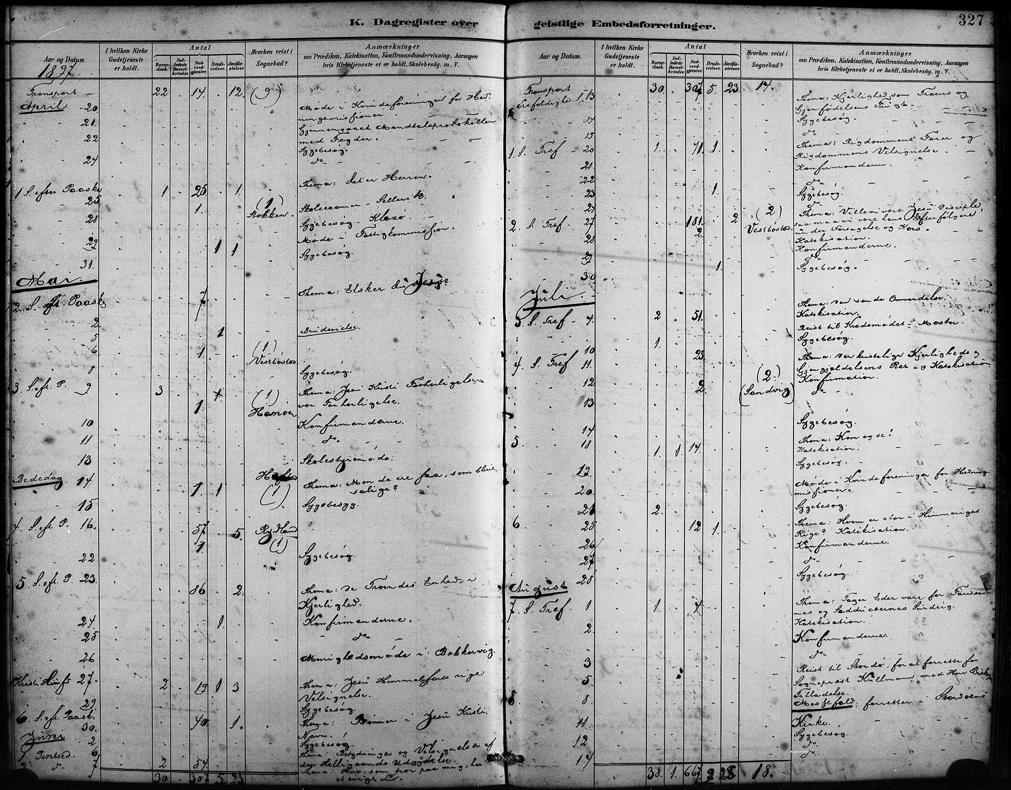 Fitjar sokneprestembete, AV/SAB-A-99926: Parish register (official) no. A 2, 1882-1899, p. 327