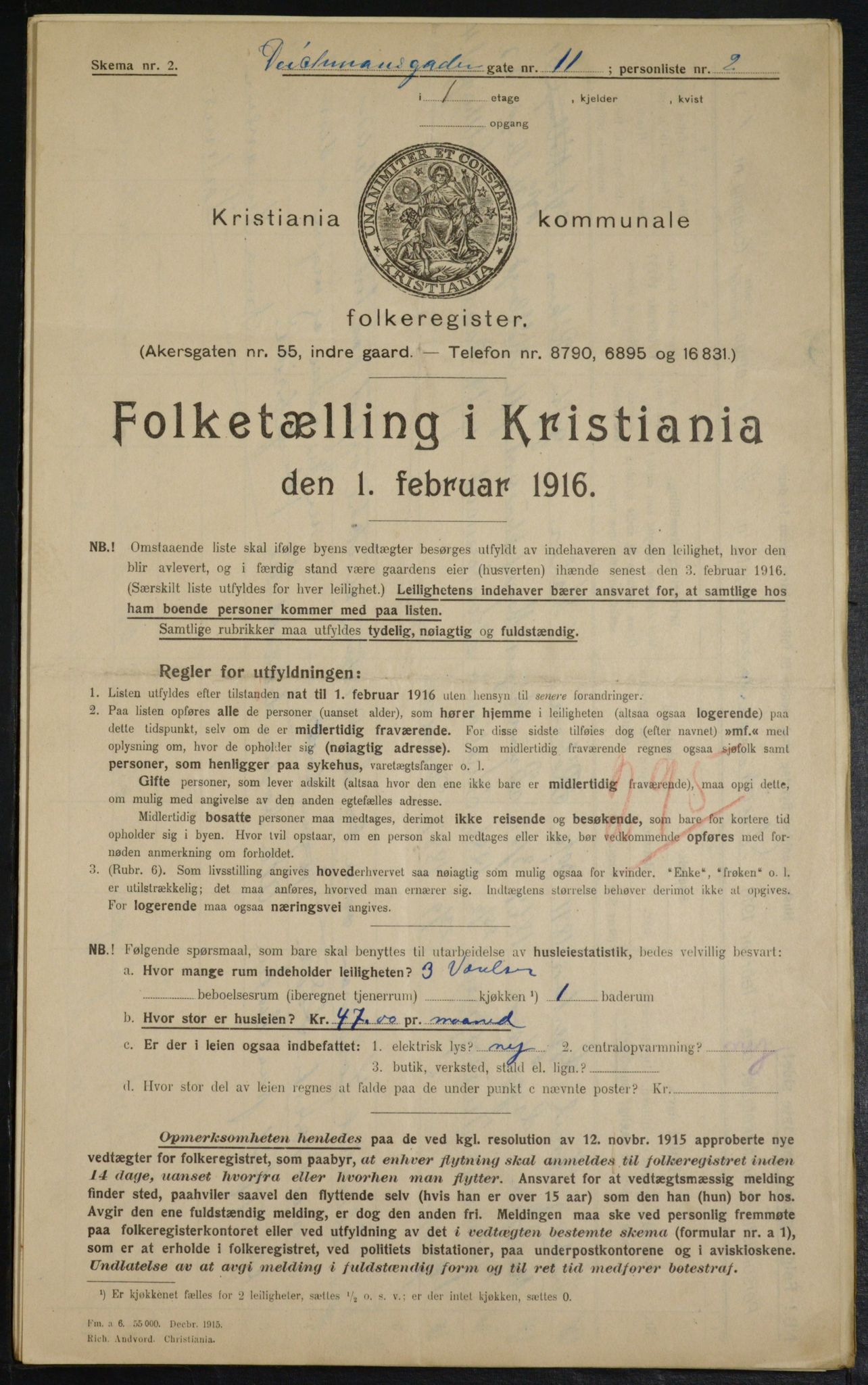 OBA, Municipal Census 1916 for Kristiania, 1916, p. 15692