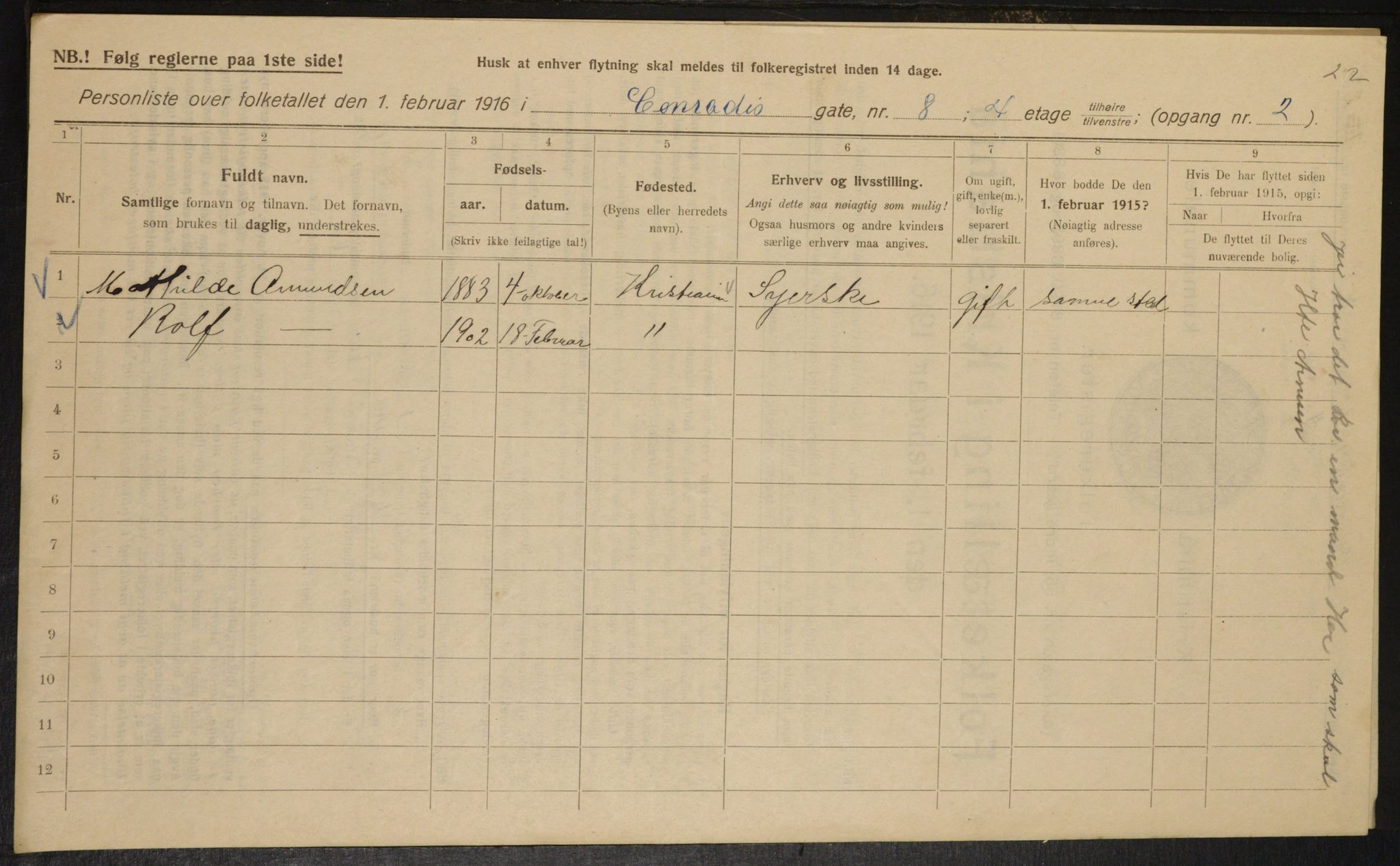 OBA, Municipal Census 1916 for Kristiania, 1916, p. 13655